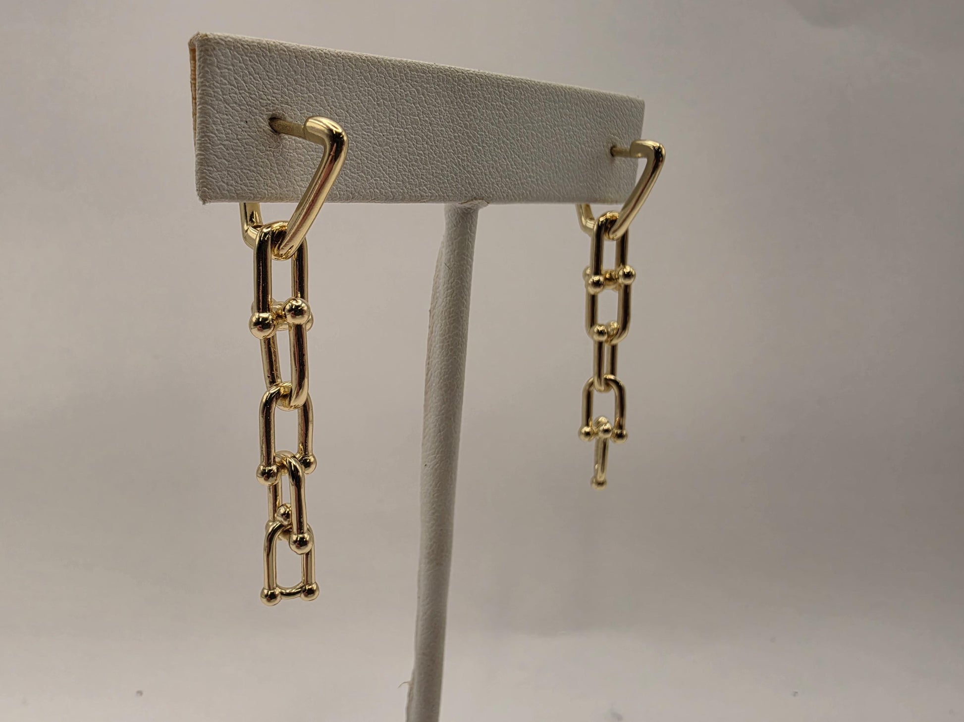 Gold Plated Sterling Silver Paperclip Chain Link Drop Earrings 38mm x 13mm Dangle 925 Womens 7.1g