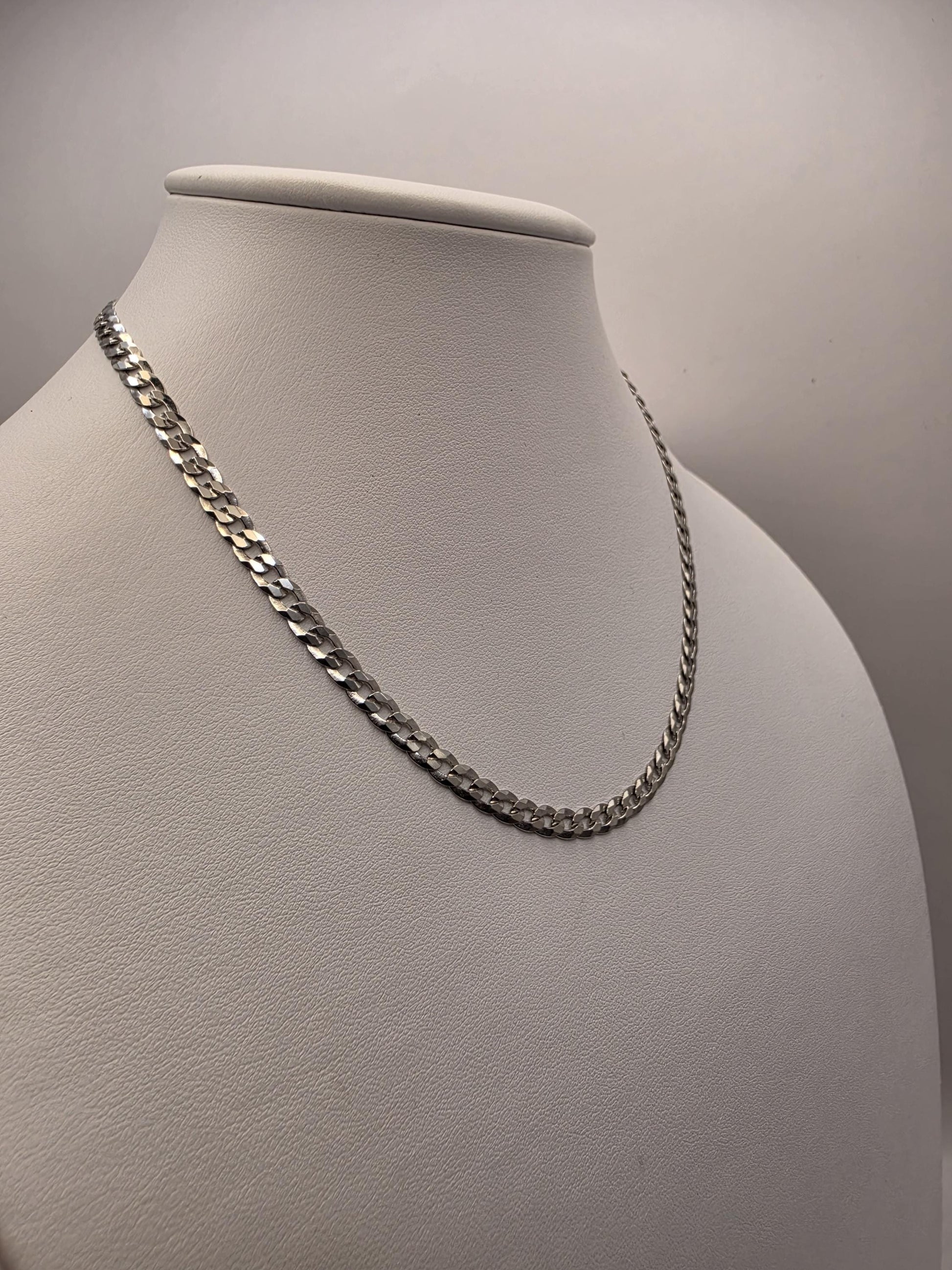 Sterling Silver Curb Chain Necklace | 925 Silver | 16 Inch | 4.5mm | Flat Cuban Link | Mens Womens Unisex Chain