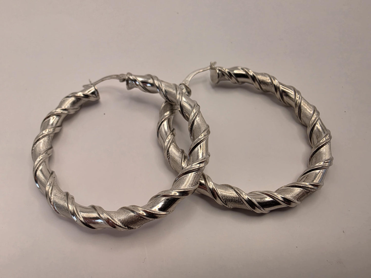 Sterling Silver Twisted Hoop Earrings | 925 Silver | 1.75 Inch | Chunky Twisted Rope Hoops | Womens Statement Hoops