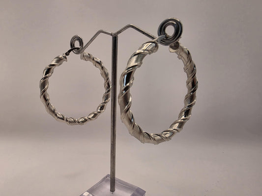 Sterling Silver Twisted Hoop Earrings | 925 Silver | 1.75 Inch | Chunky Twisted Rope Hoops | Womens Statement Hoops