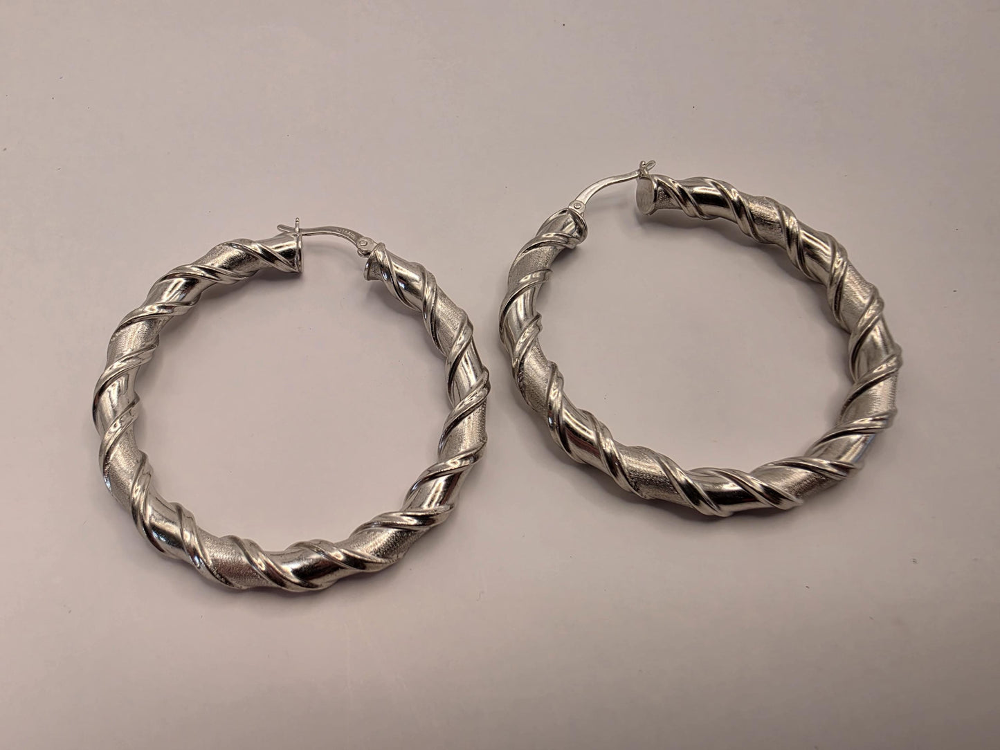 Sterling Silver Twisted Hoop Earrings | 925 Silver | 1.75 Inch | Chunky Twisted Rope Hoops | Womens Statement Hoops