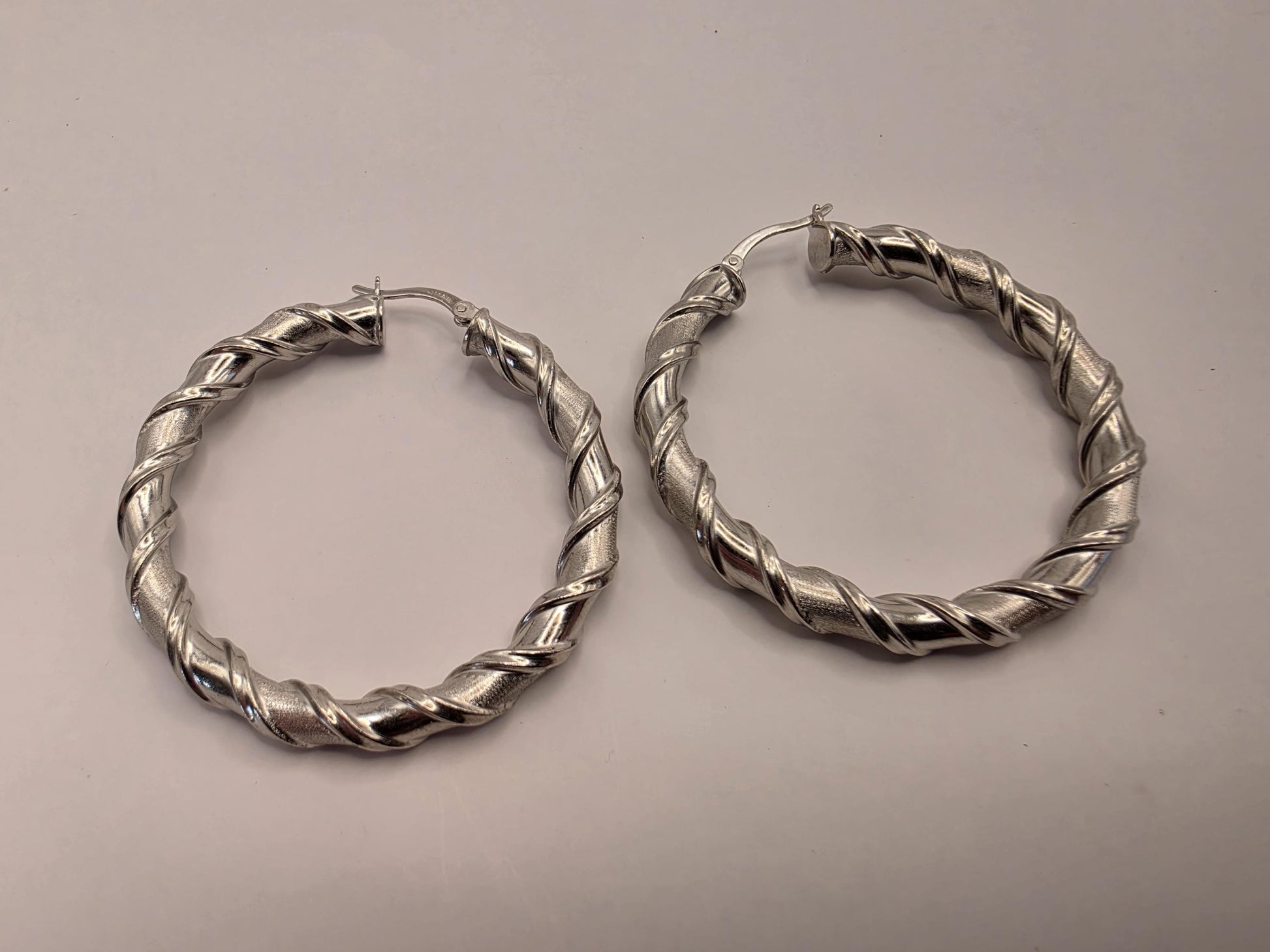 Sterling Silver Twisted Hoop Earrings | 925 Silver | 1.75 Inch | Chunky Twisted Rope Hoops | Womens Statement Hoops