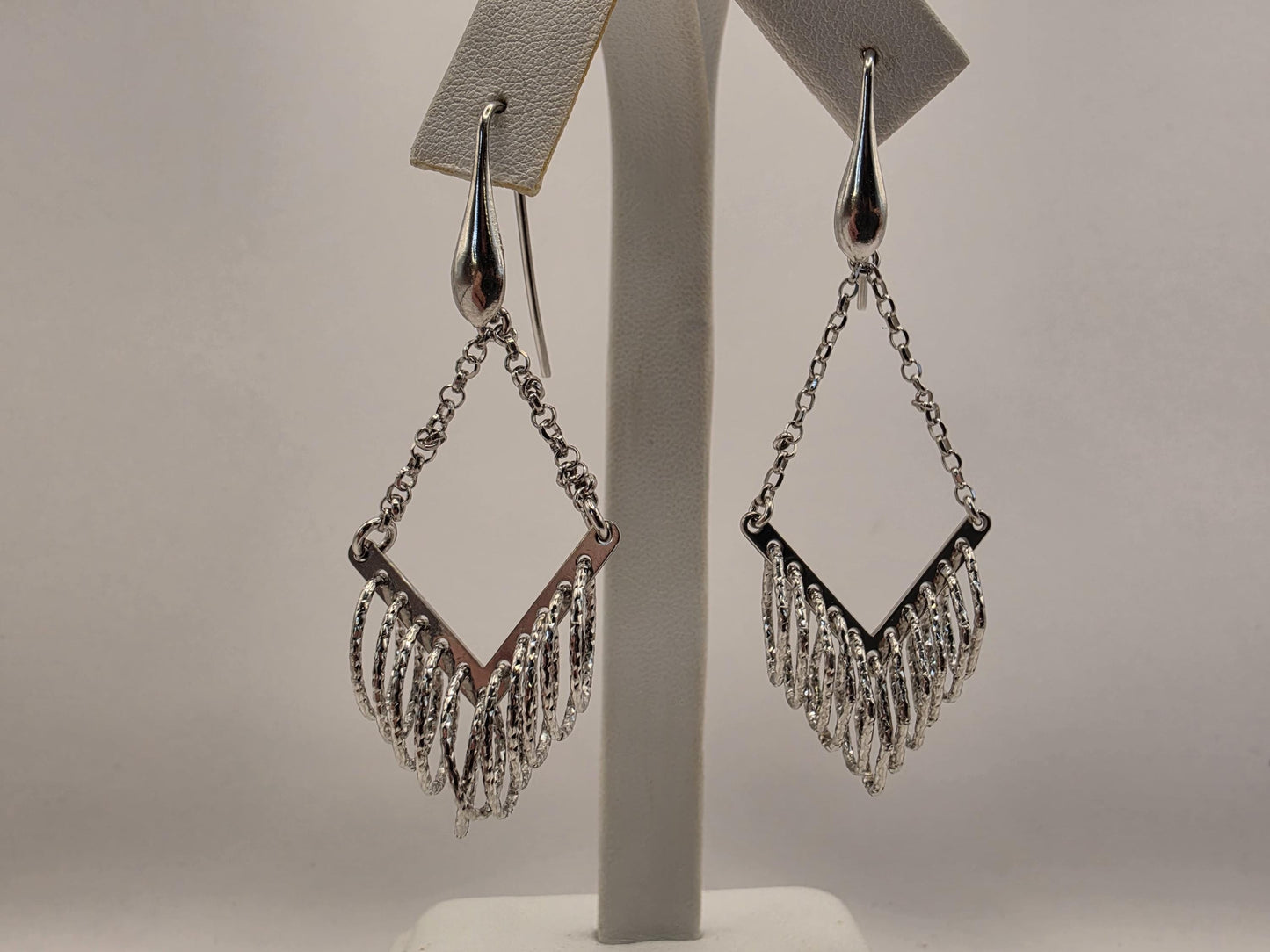 Sterling Silver Chandelier Drop Earrings | 925 Silver | Fringe Dangle | Diamond Cut Tassel | Womens Statement Earrings