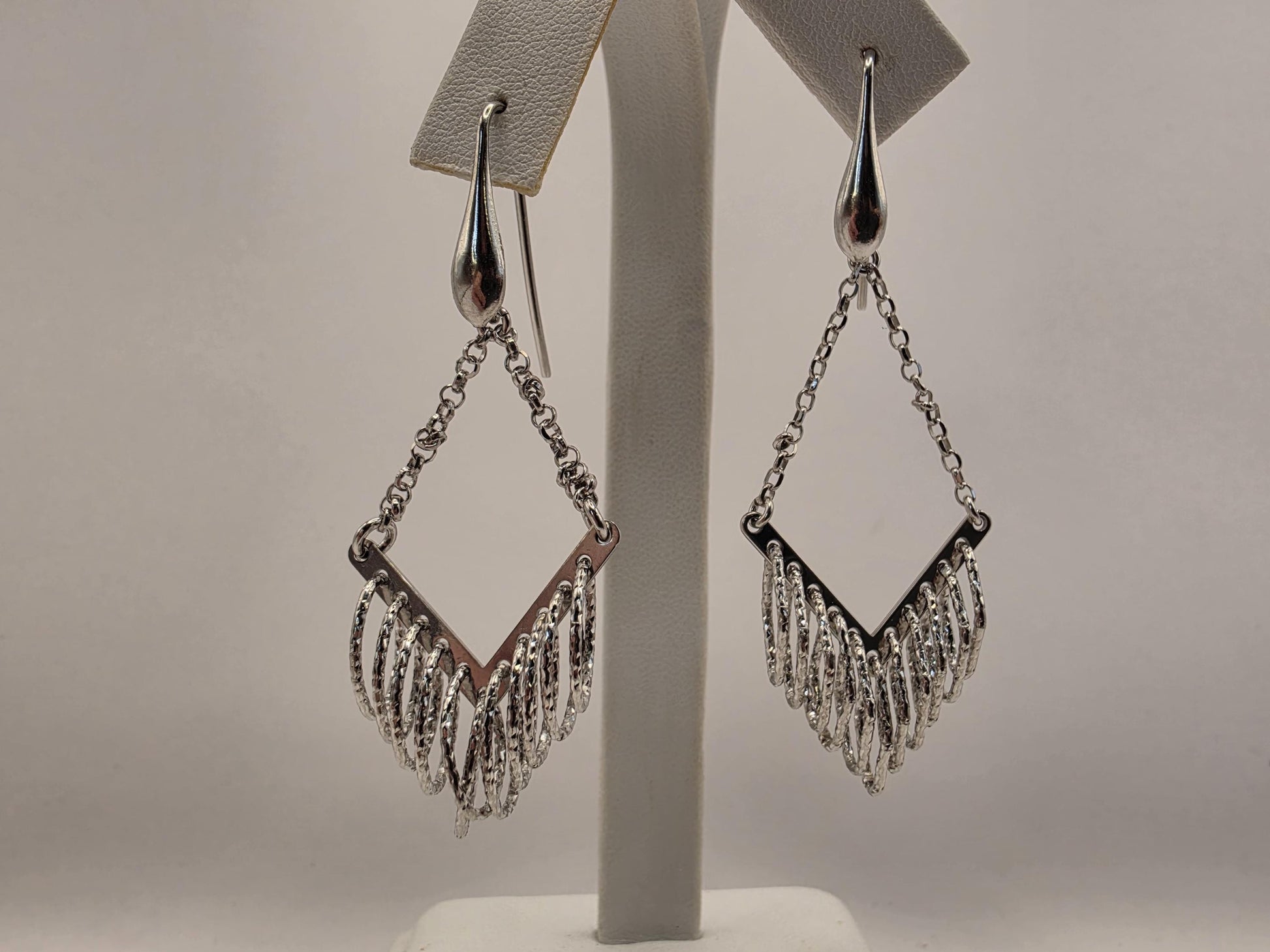 Sterling Silver Chandelier Drop Earrings | 925 Silver | Fringe Dangle | Diamond Cut Tassel | Womens Statement Earrings