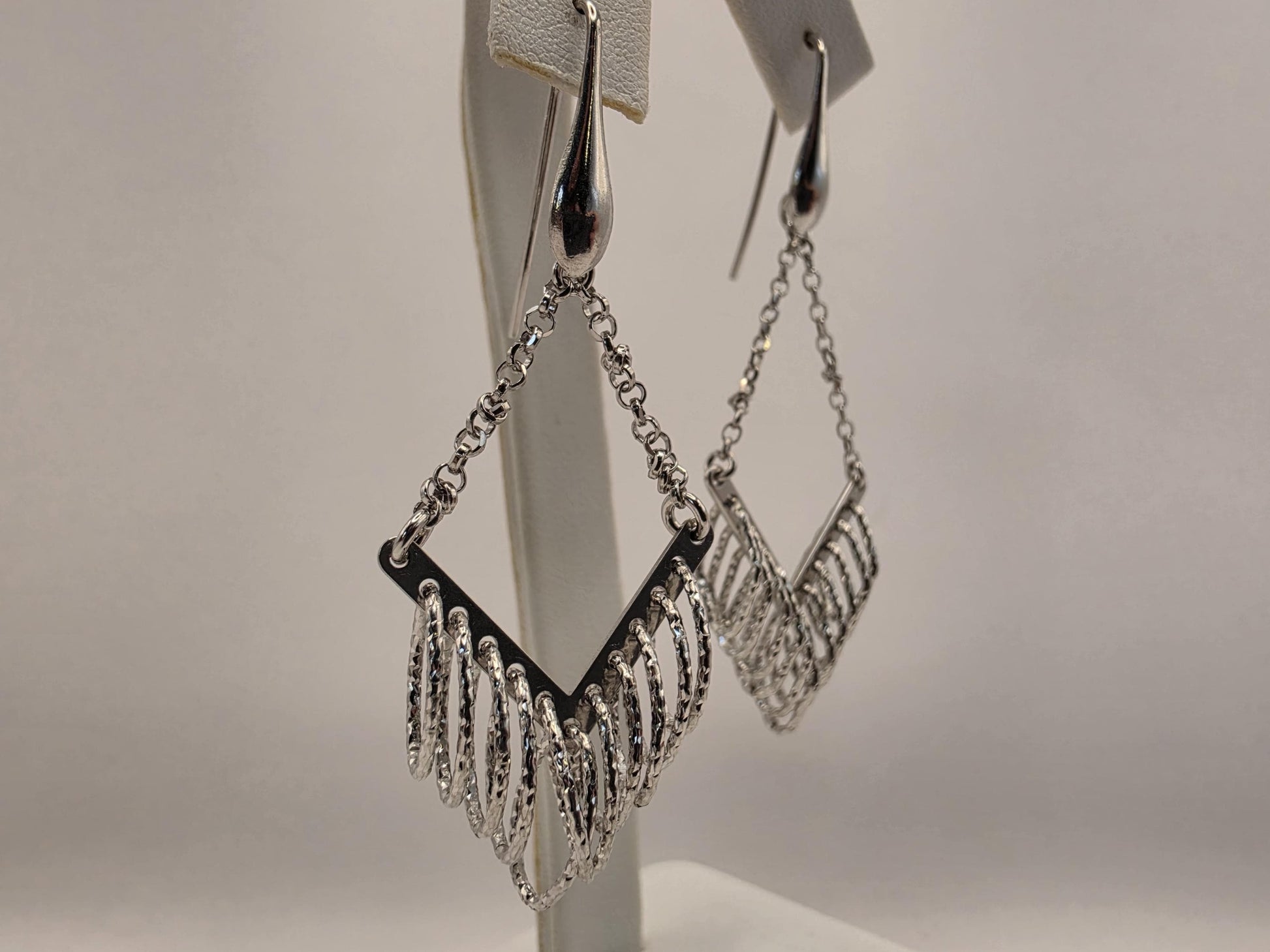Sterling Silver Chandelier Drop Earrings | 925 Silver | Fringe Dangle | Diamond Cut Tassel | Womens Statement Earrings