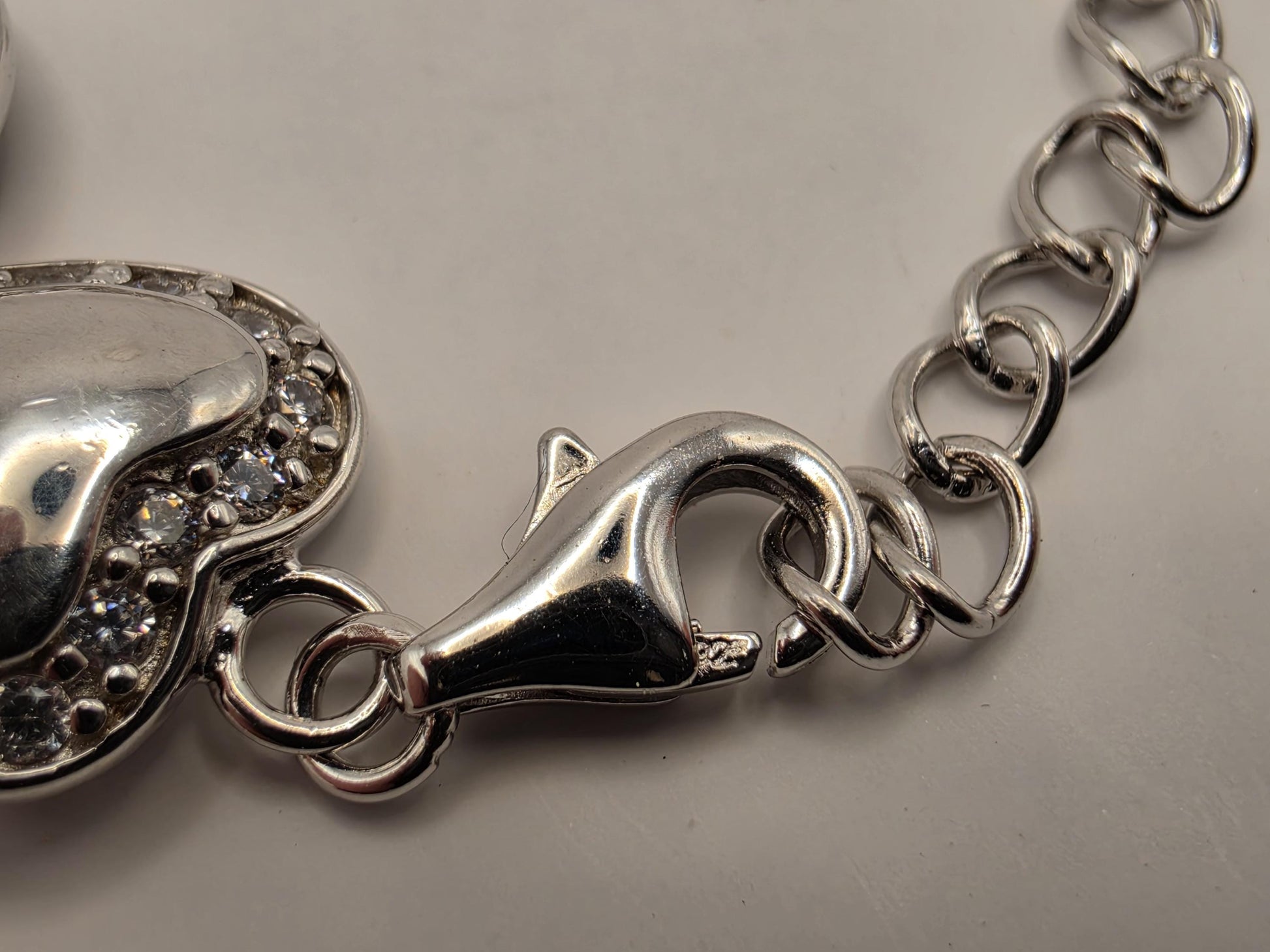 Sterling Silver Heart Bracelet | 925 Silver | 8.5 Inch | CZ Halo Puffed Hearts | Womens Romantic Link Bracelet