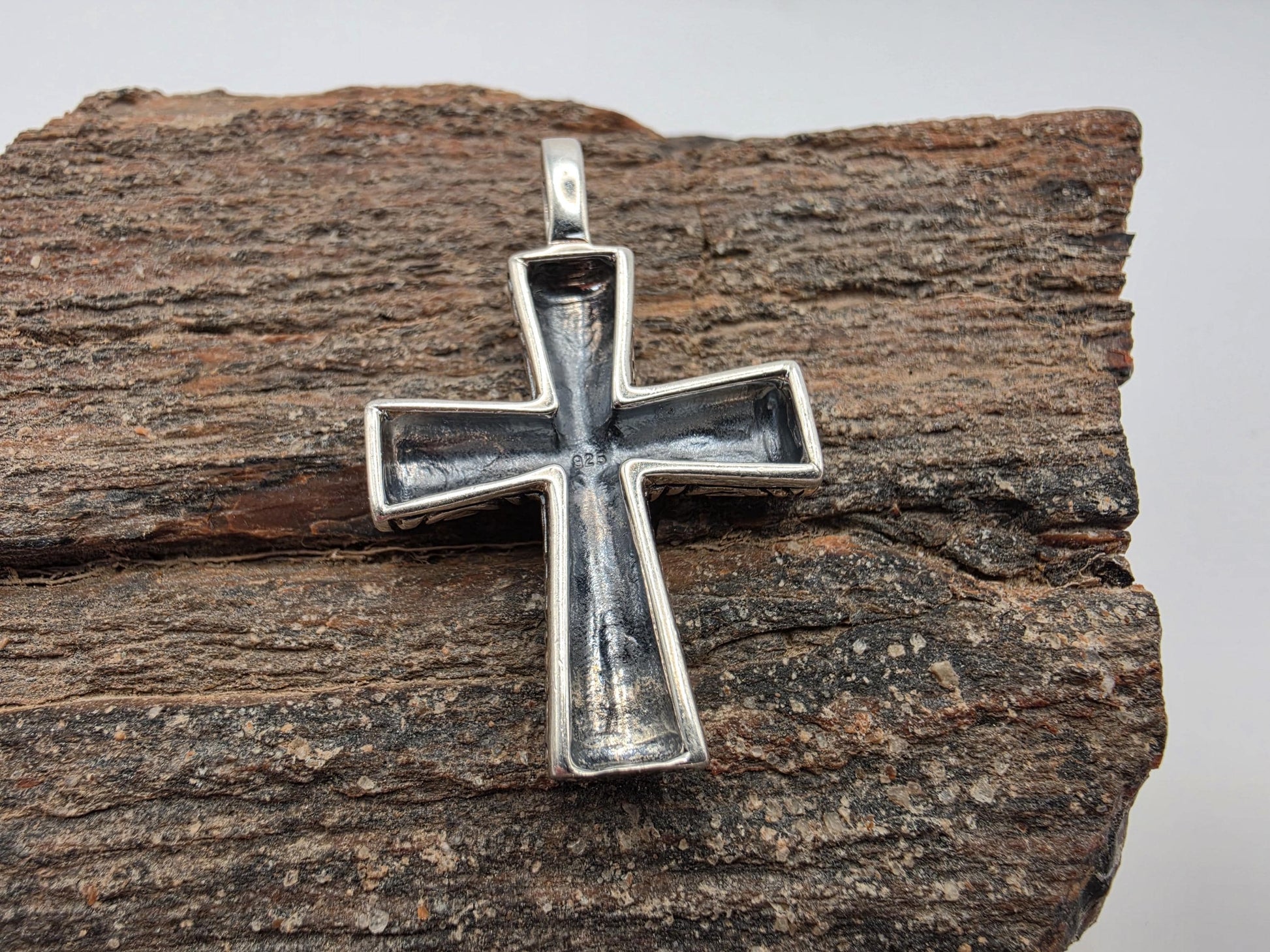 Sterling Silver Cross Pendant | 925 Silver | Spiral Textured Design | 1.125 Inch | Mens Womens Faith Jewelry Pendant