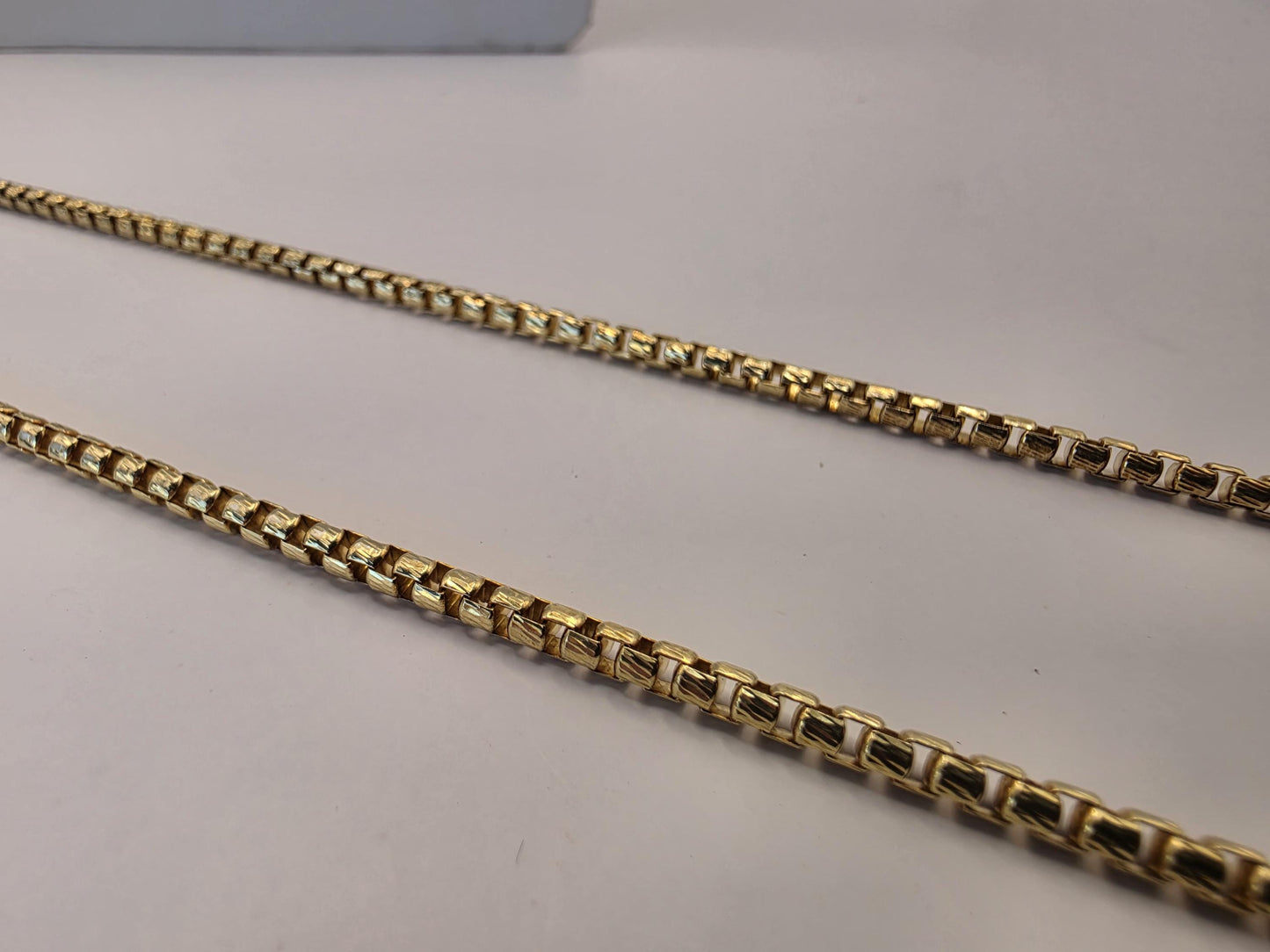 Gold Plated Box Chain Necklace | 925 Silver | 22 Inch | 3.67mm | Rounded Box Link | Mens Womens Unisex Gold Chain