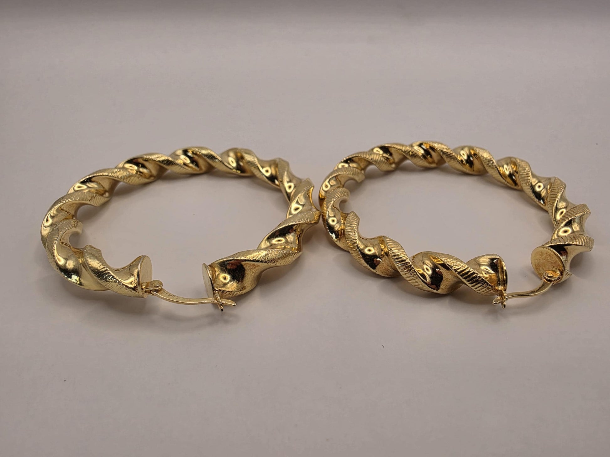 Gold Plated Twisted Hoop Earrings | 925 Silver | 2 Inch | Chunky Twisted Rope Hoops | Womens Statement Gold Hoops