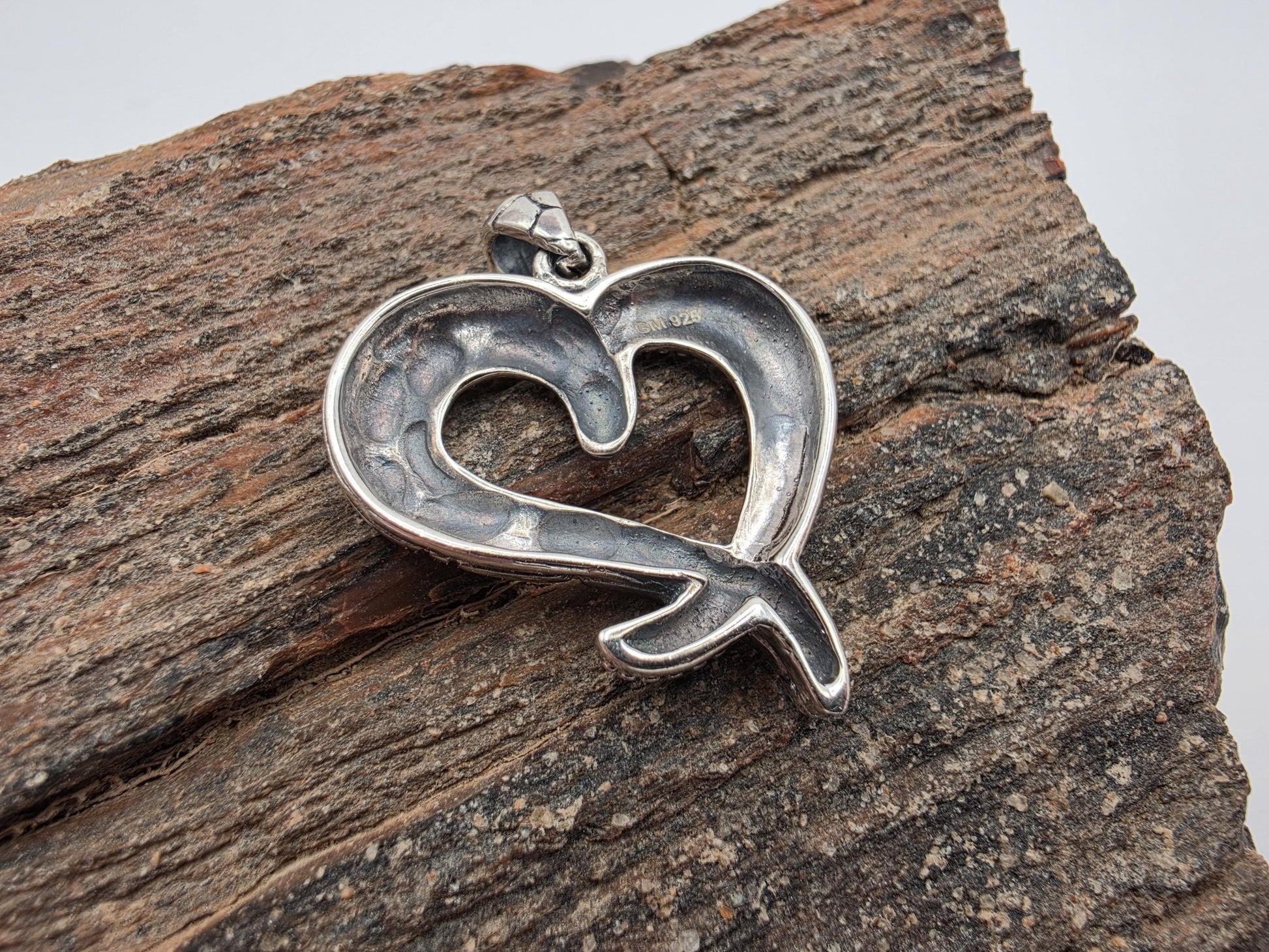 Sterling Silver Snake Heart Pendant | 925 Silver | Oxidized Serpent | 1 Inch | Mens Womens Edgy Heart Jewelry Pendant