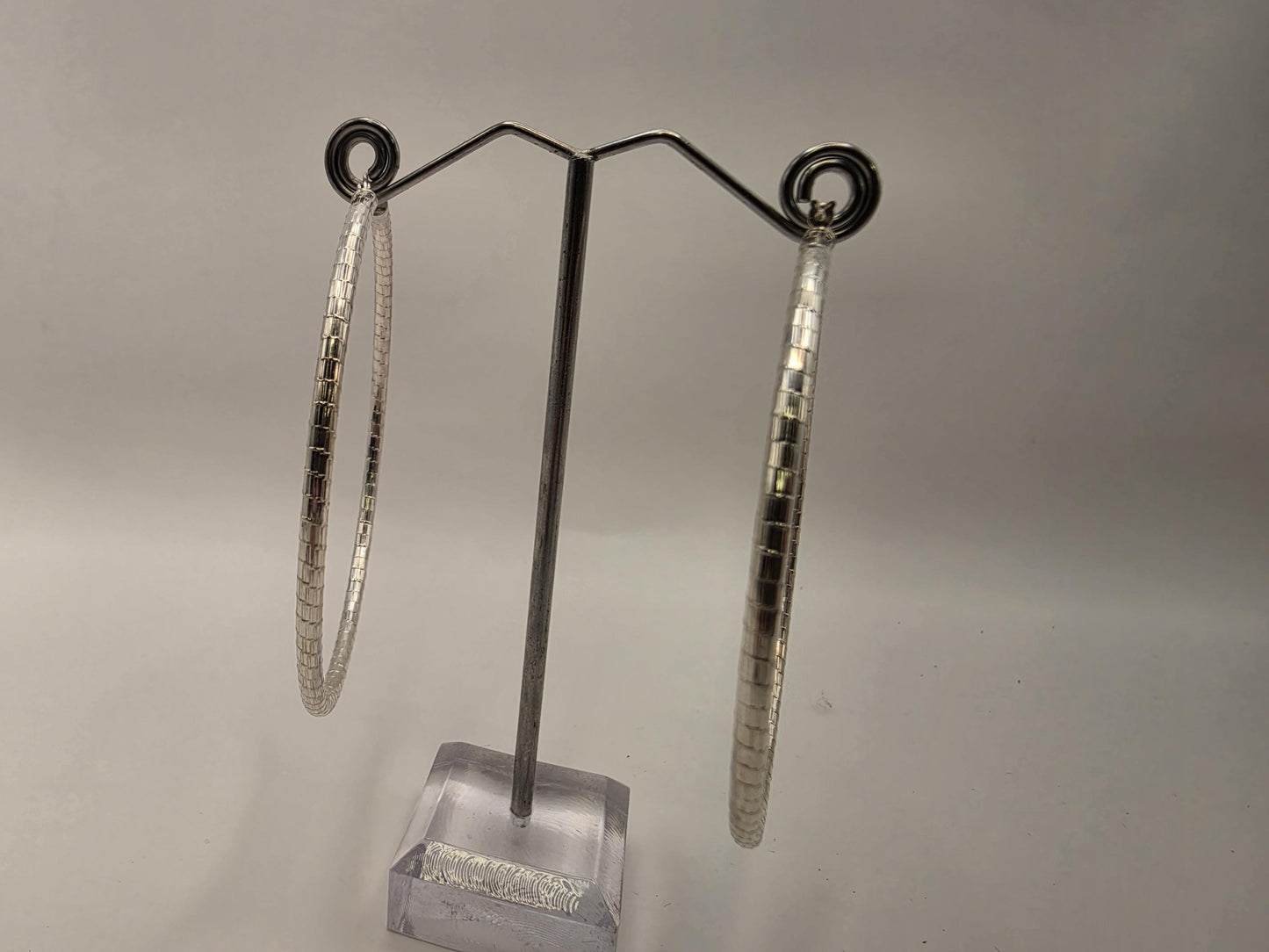 Sterling Silver Large Diamond Cut Hoop Earrings 2.75" 925 Statement Lightweight Textured Polished Jewelry Gift for Her