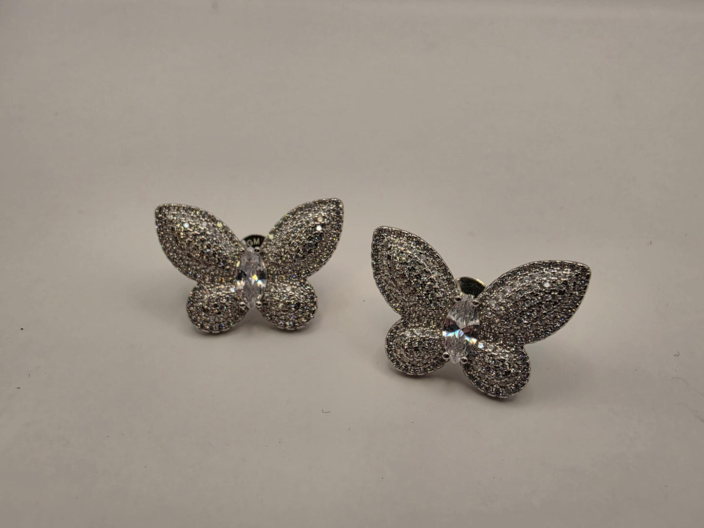 Sterling Silver CZ Pave Butterfly Stud Earrings 925 Sparkle Statement Nature Garden Jewelry Gift for Her Womens