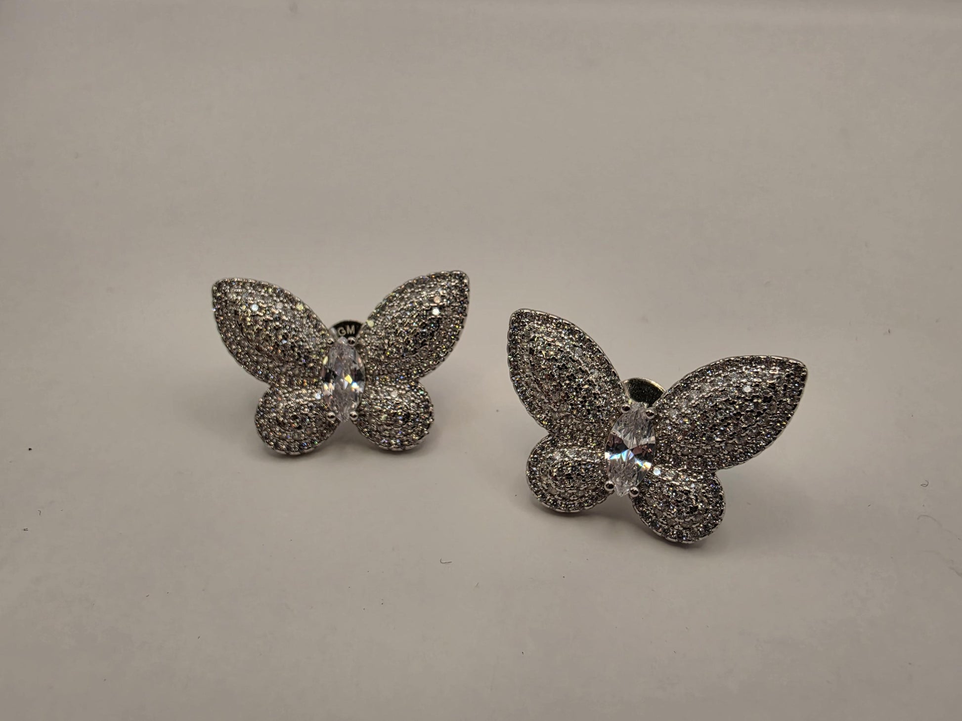 Sterling Silver CZ Pave Butterfly Stud Earrings 925 Sparkle Statement Nature Garden Jewelry Gift for Her Womens