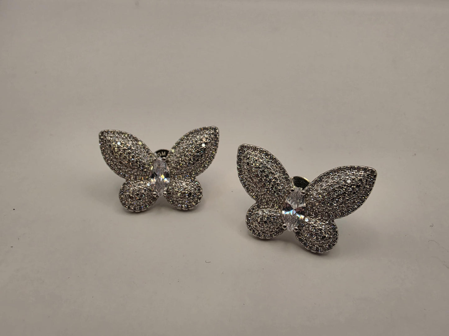 Sterling Silver CZ Pave Butterfly Stud Earrings 925 Sparkle Statement Nature Garden Jewelry Gift for Her Womens