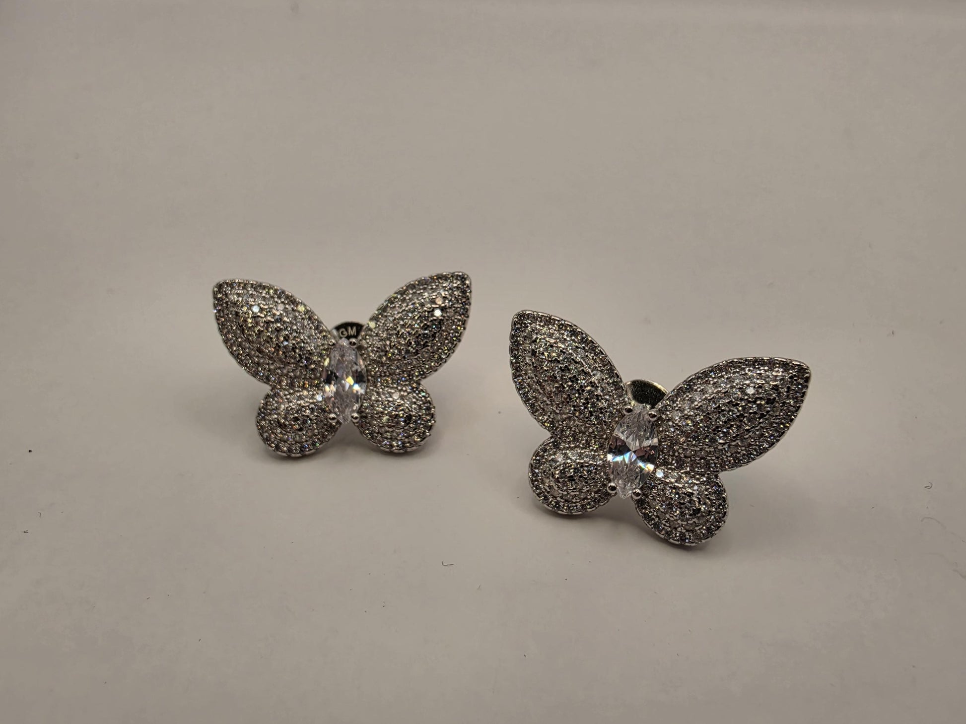 Sterling Silver CZ Pave Butterfly Stud Earrings 925 Sparkle Statement Nature Garden Jewelry Gift for Her Womens