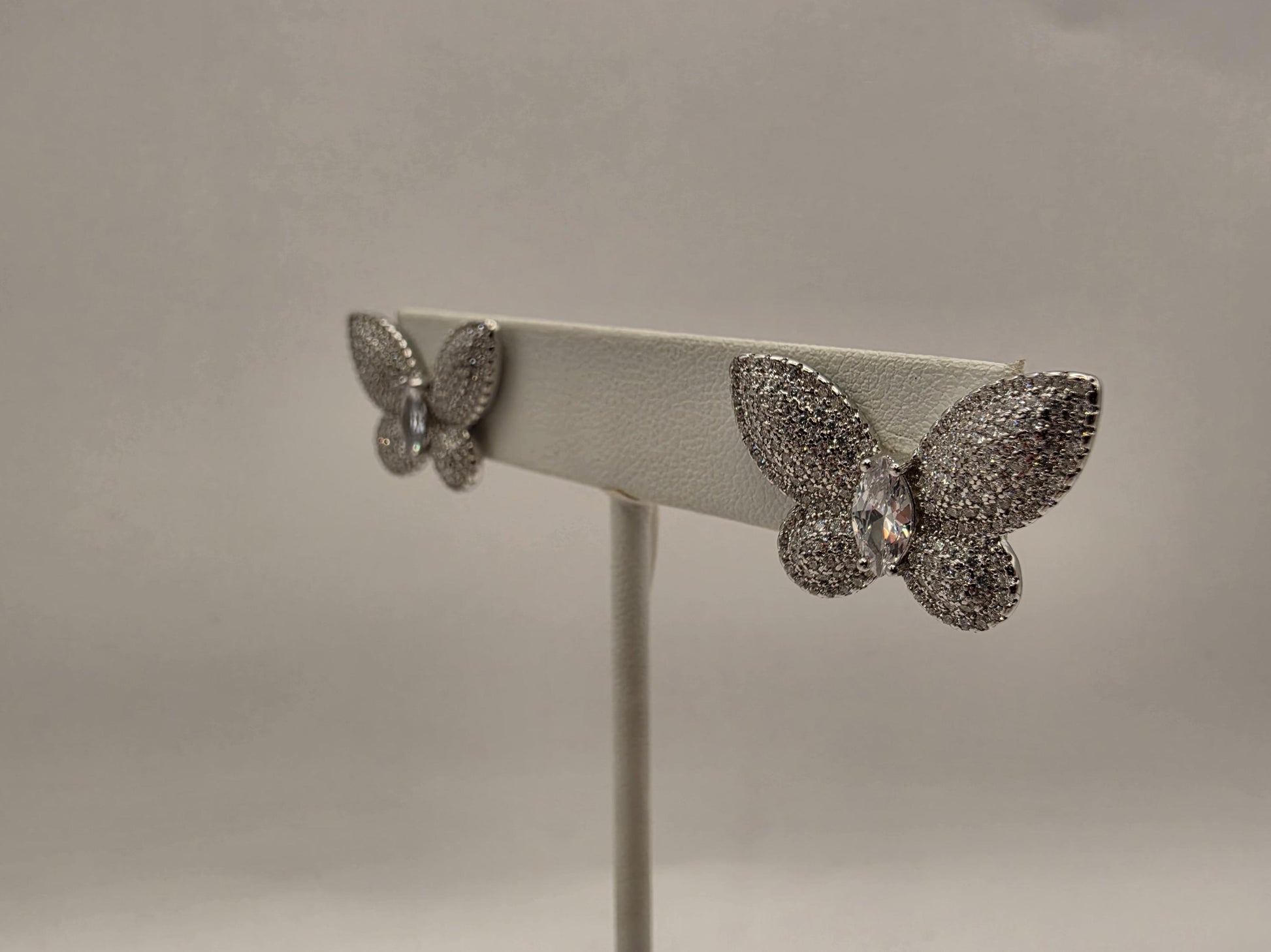 Sterling Silver CZ Pave Butterfly Stud Earrings 925 Sparkle Statement Nature Garden Jewelry Gift for Her Womens