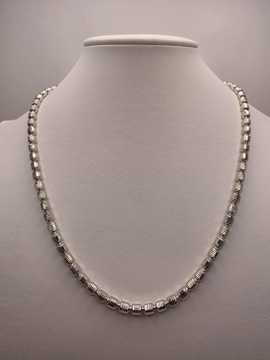 Sterling Silver Ribbed Bead Chain Necklace | 925 Silver | 20 Inch | 4.85mm Oval Bead Chain