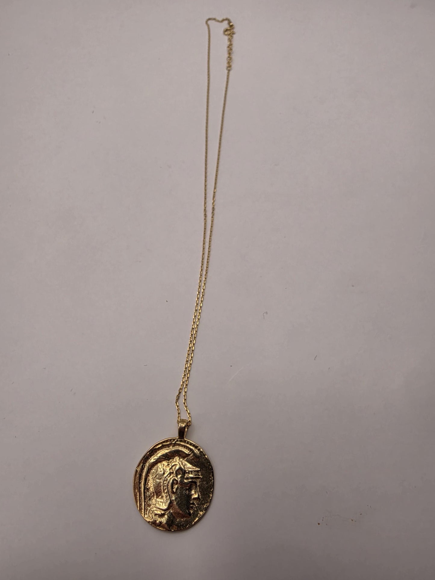 Gold Plated Sterling Silver Greek Coin Pendant Necklace | 925 Silver | 17 Inch | Athena Owl Coin