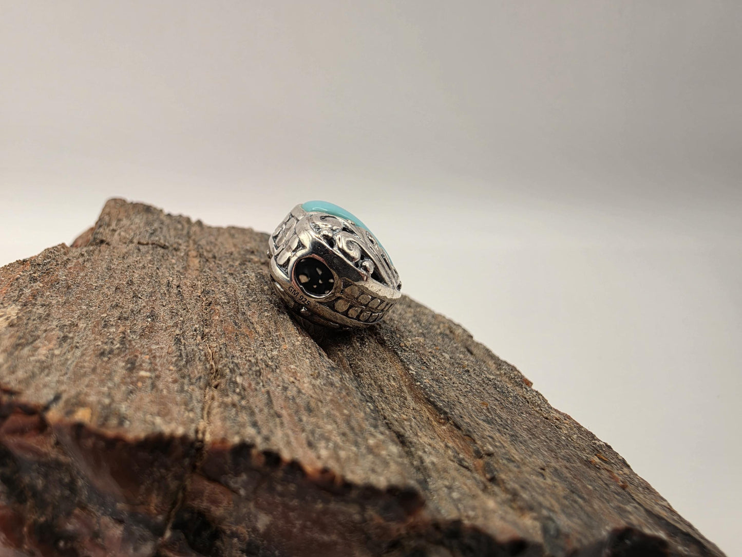 Sterling Silver Filigree Teardrop Turquoise Pendant | 925 Silver | 21.4mm | Scrollwork Cab Pendant