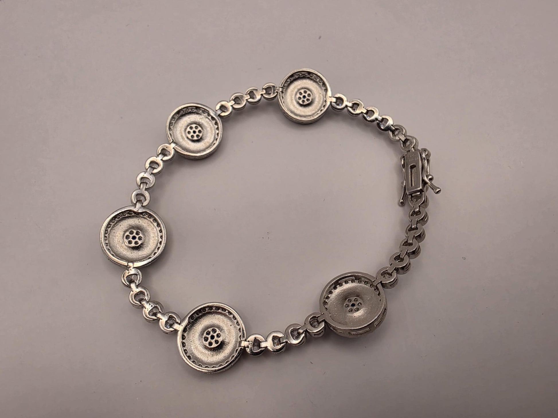 Sterling Silver Turquoise Evil Eye Station Bracelet | 925 Silver | 7.75 Inch | CZ Halo Tennis