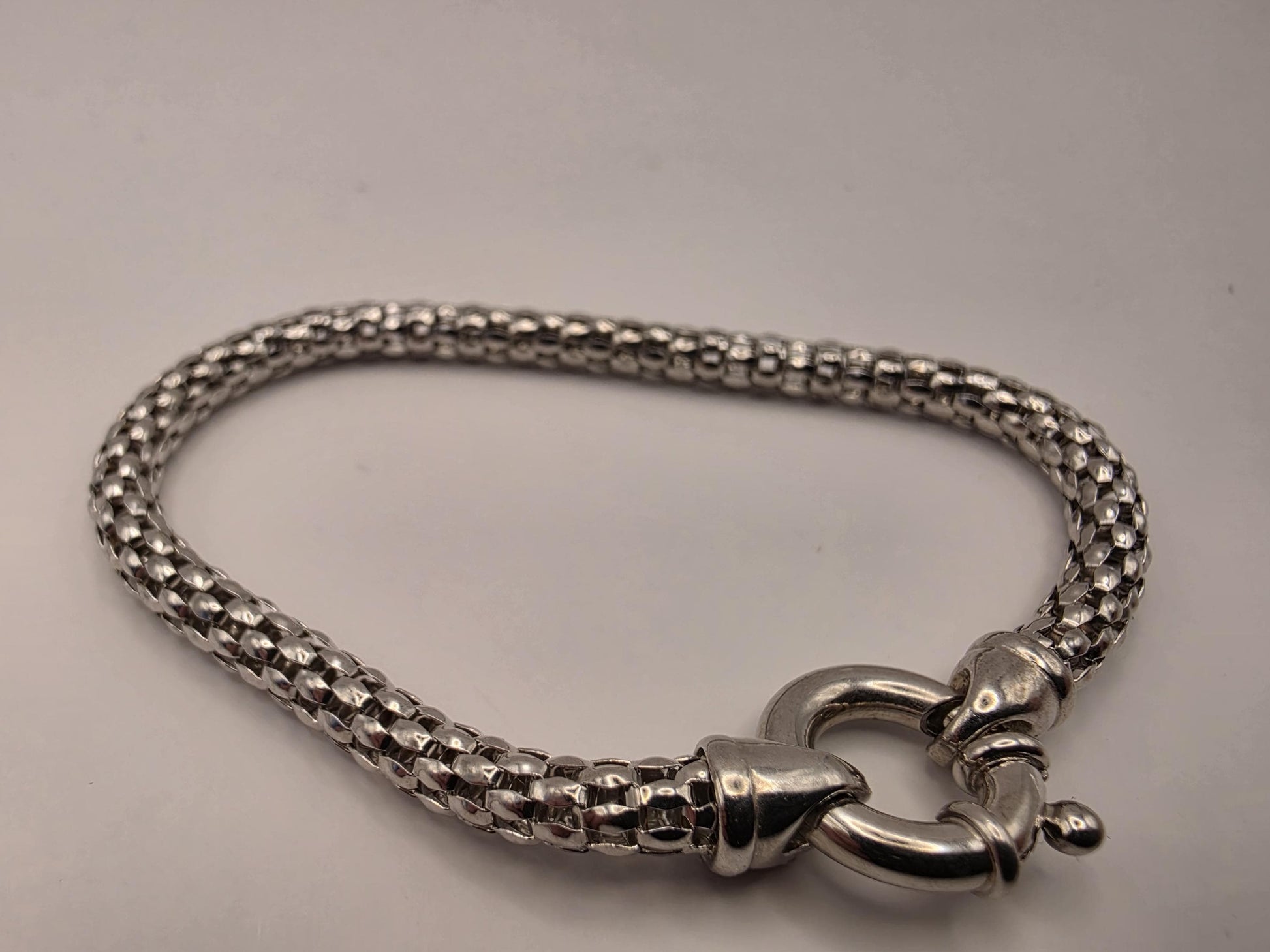 Sterling Silver Popcorn Mesh Bracelet | 925 Silver | 7.5 Inch | 4.3mm Rope Mesh Chain Bracelet