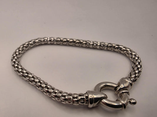Sterling Silver Popcorn Mesh Bracelet | 925 Silver | 7.5 Inch | 4.3mm Rope Mesh Chain Bracelet