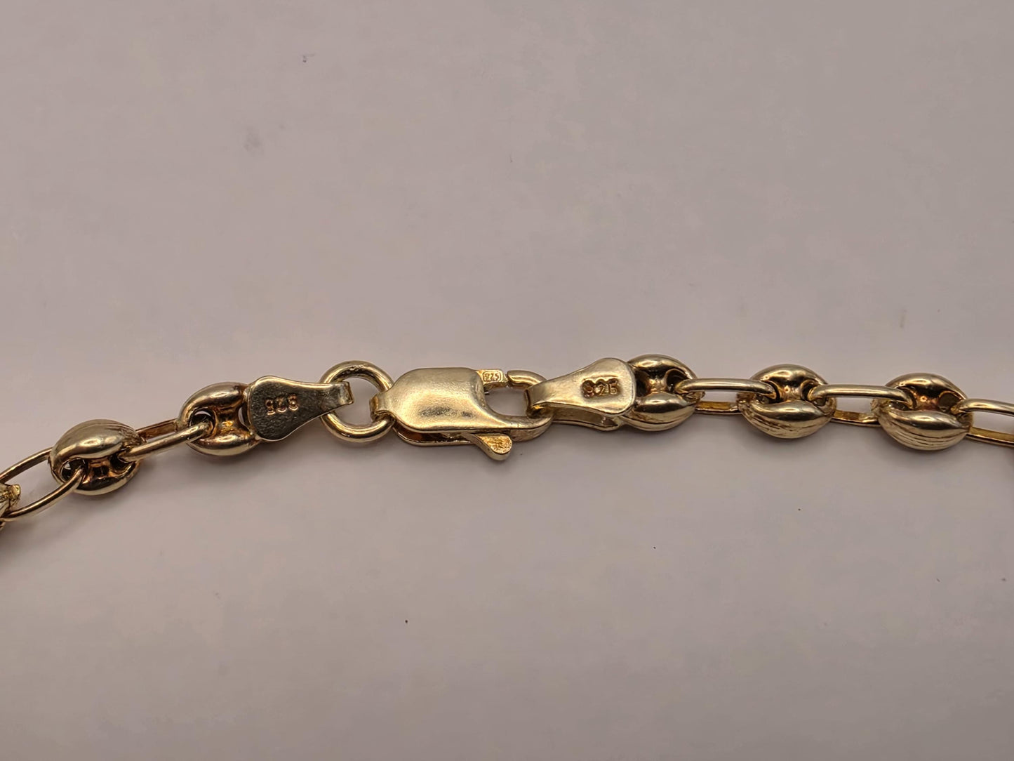 18K Gold Plated Mariner Link Necklace, Puffed Anchor Link Chain, Sterling Silver, 20" 4.5mm, Unisex Gold Layering Chain, Gift for Her or Him