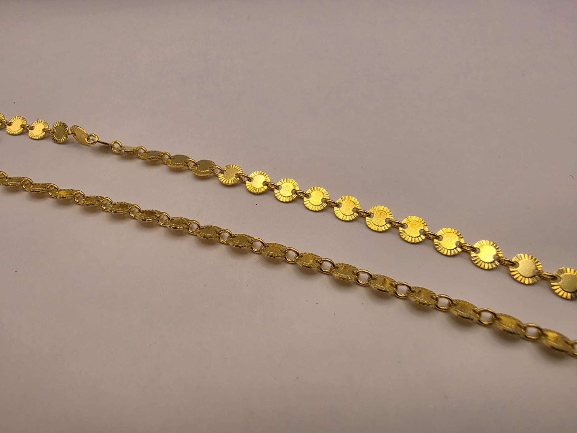 18K Gold Plated Sequin Chain Necklace, Sterling Silver, 16.5 in 4.38mm, Flat Mirror Disc Chain, Dainty Gold Layering Necklace, Gift for Her
