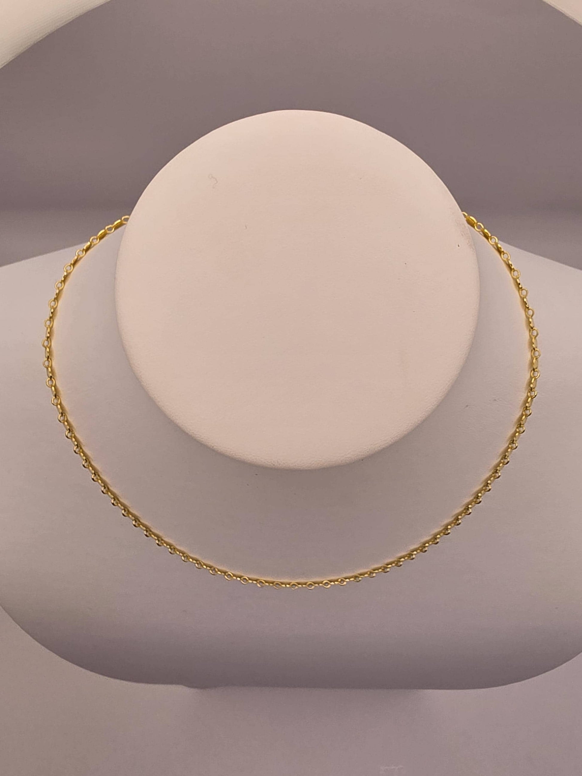 18K Gold Plated Sequin Chain Necklace, Sterling Silver, 16.5 in 4.38mm, Flat Mirror Disc Chain, Dainty Gold Layering Necklace, Gift for Her