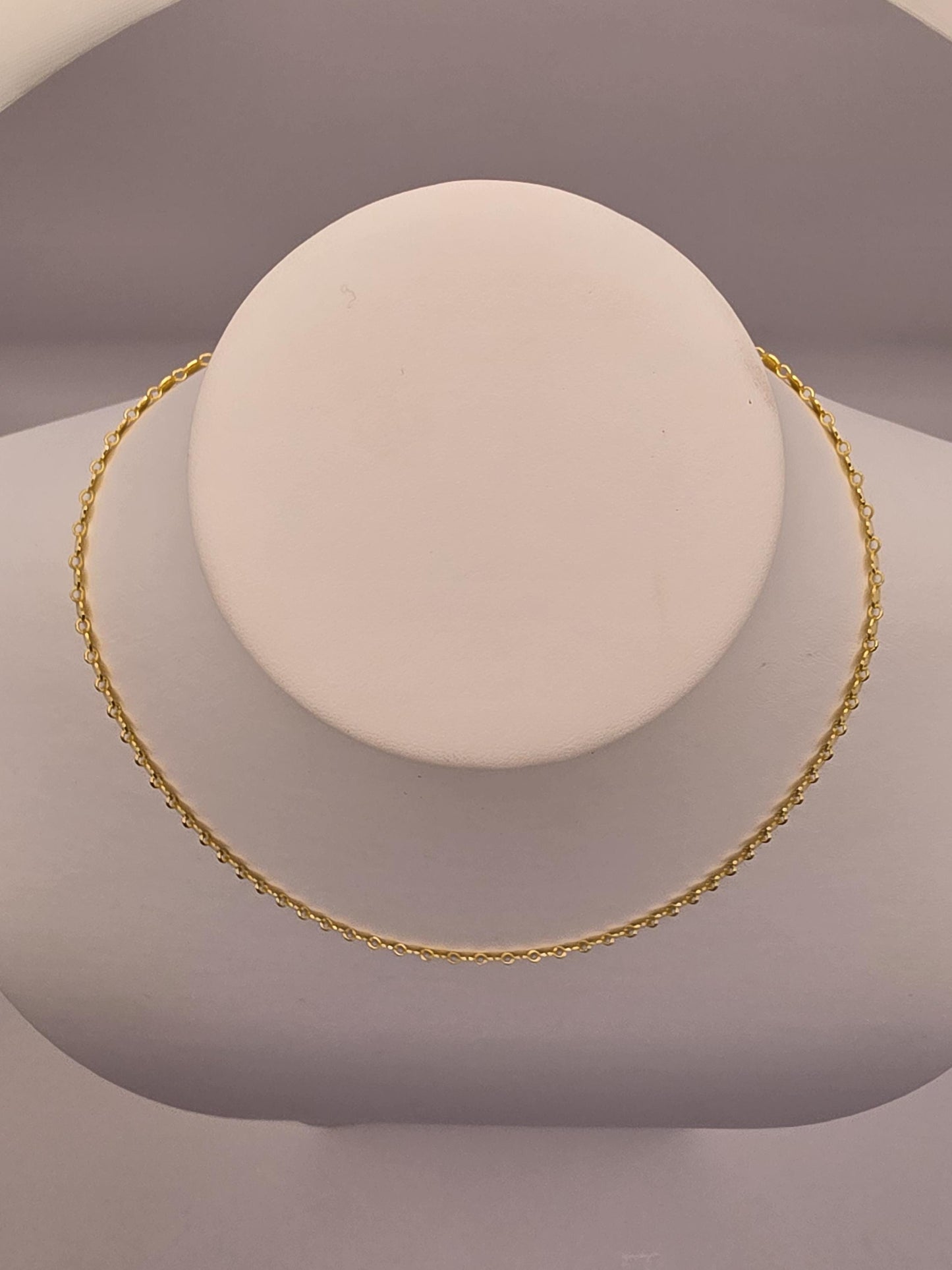 18K Gold Plated Sequin Chain Necklace, Sterling Silver, 16.5 in 4.38mm, Flat Mirror Disc Chain, Dainty Gold Layering Necklace, Gift for Her