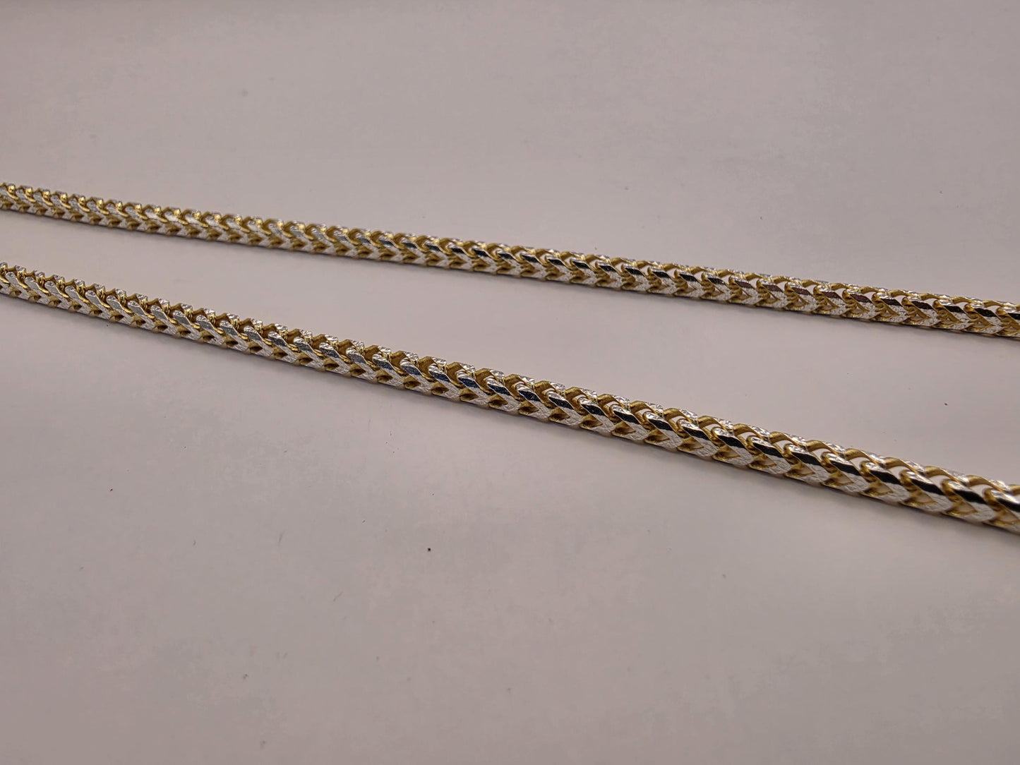 18K Gold Plated Diamond Cut Curb Chain Necklace, Sterling Silver, 20 in 3.2mm, Two Tone Sparkle, Unisex Gold Chain, Layering Necklace Gift