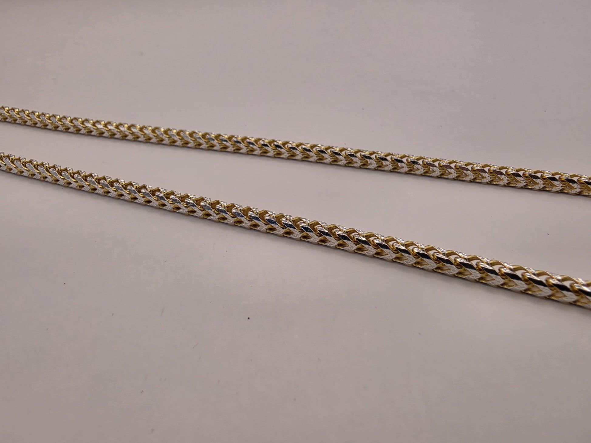 18K Gold Plated Diamond Cut Curb Chain Necklace, Sterling Silver, 20 in 3.2mm, Two Tone Sparkle, Unisex Gold Chain, Layering Necklace Gift