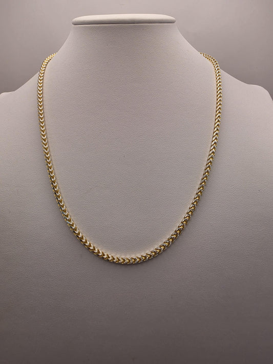 18K Gold Plated Diamond Cut Curb Chain Necklace, Sterling Silver, 20 in 3.2mm, Two Tone Sparkle, Unisex Gold Chain, Layering Necklace Gift