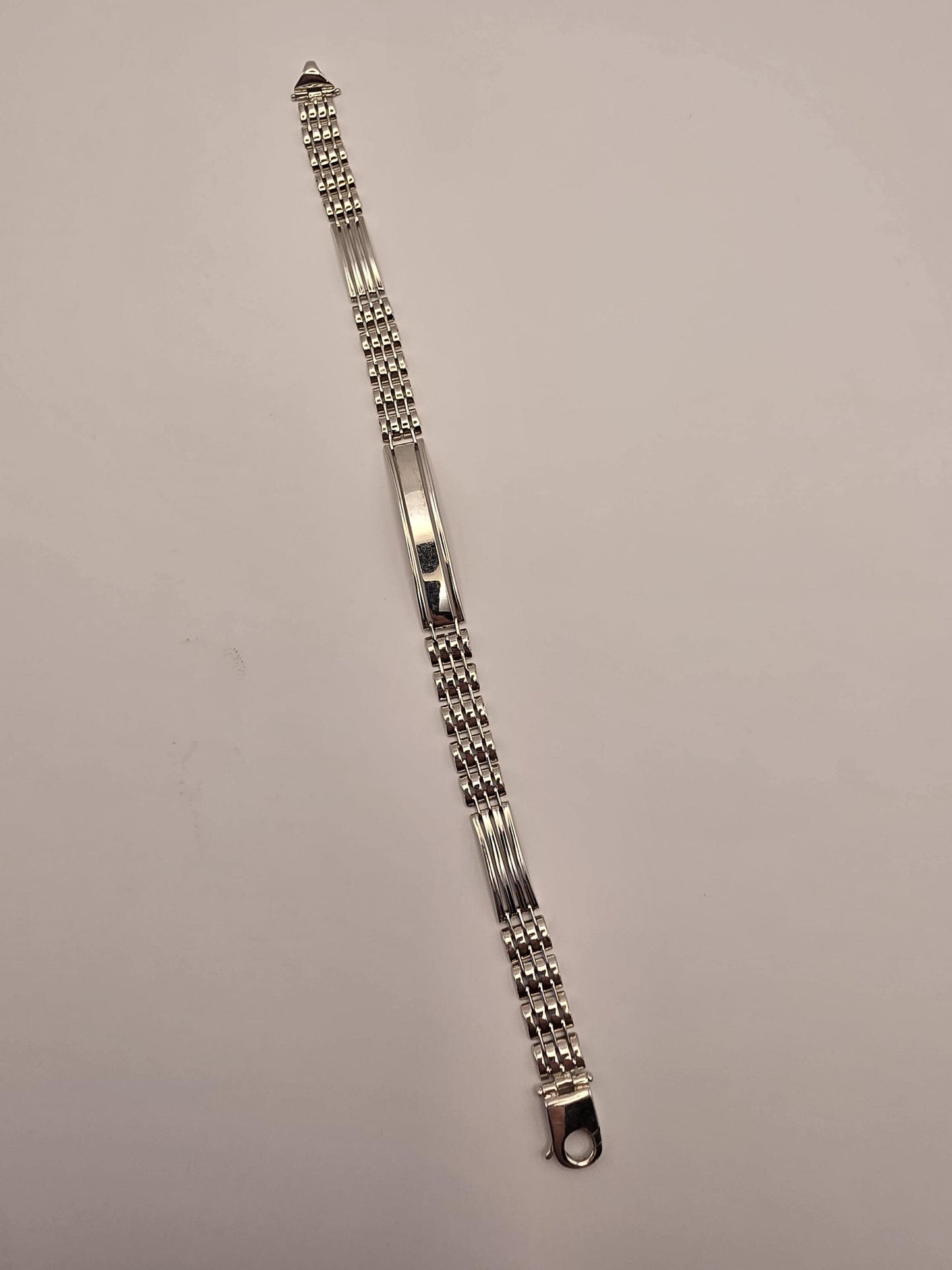 Sterling Silver Watch Link ID Bracelet, Mens Link Bracelet, 925 Silver, 8.5 in 8mm, Polished ID Bar, Unisex Mens Jewelry, Gift Idea