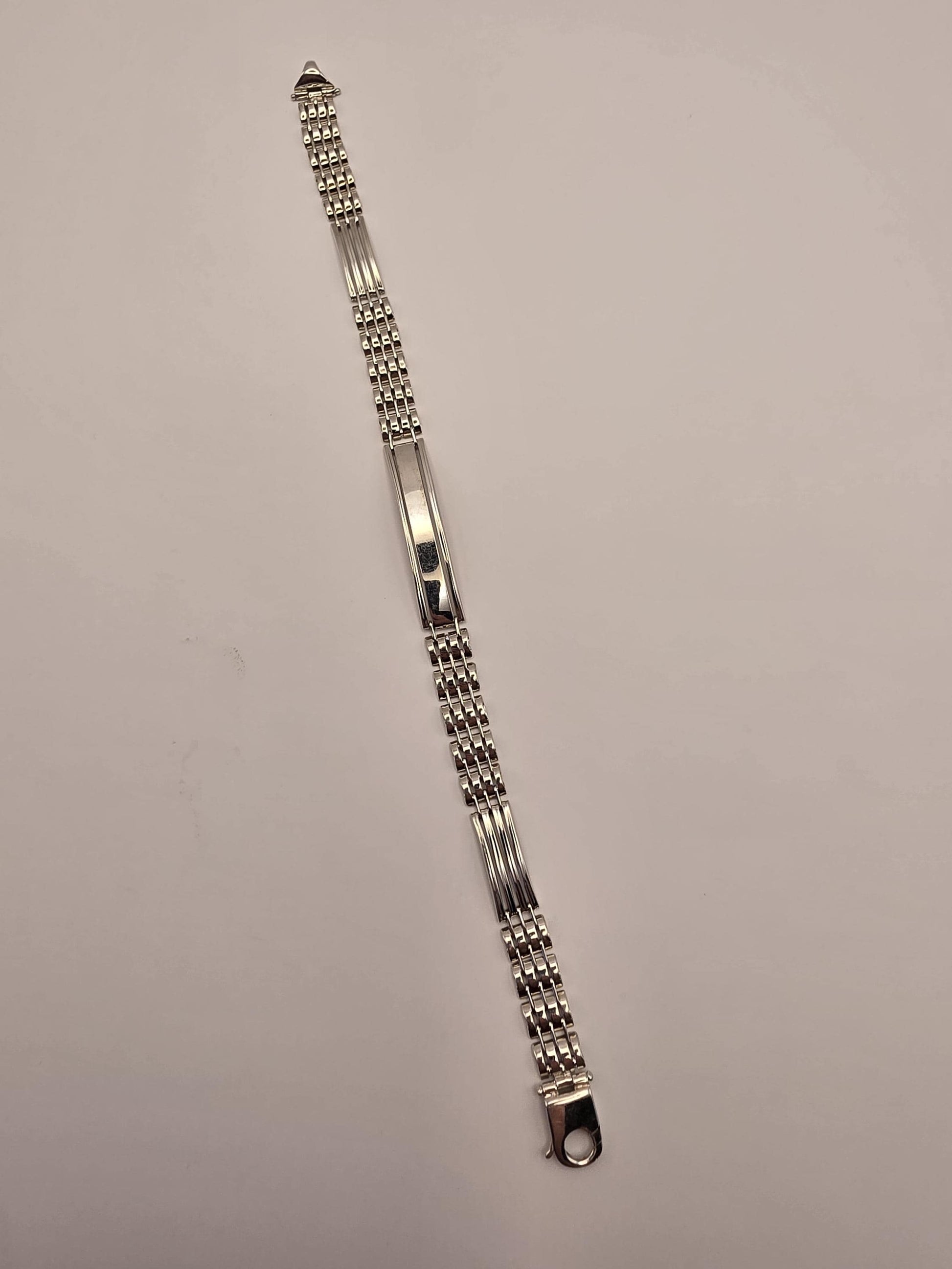Sterling Silver Watch Link ID Bracelet, Mens Link Bracelet, 925 Silver, 8.5 in 8mm, Polished ID Bar, Unisex Mens Jewelry, Gift Idea