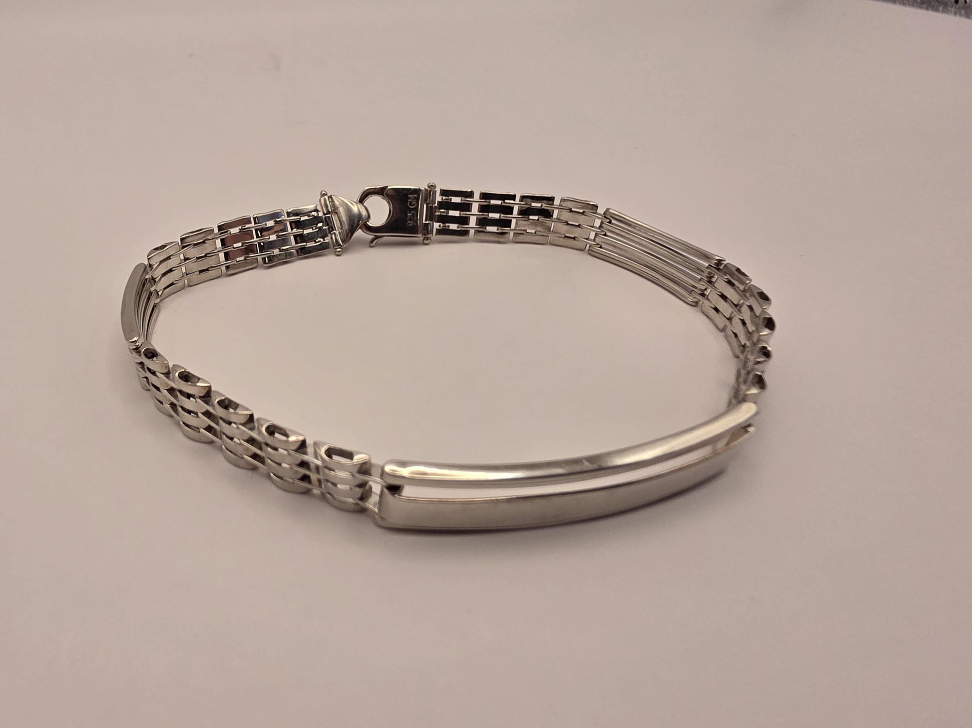 Sterling Silver Watch Link ID Bracelet, Mens Link Bracelet, 925 Silver, 8.5 in 8mm, Polished ID Bar, Unisex Mens Jewelry, Gift Idea