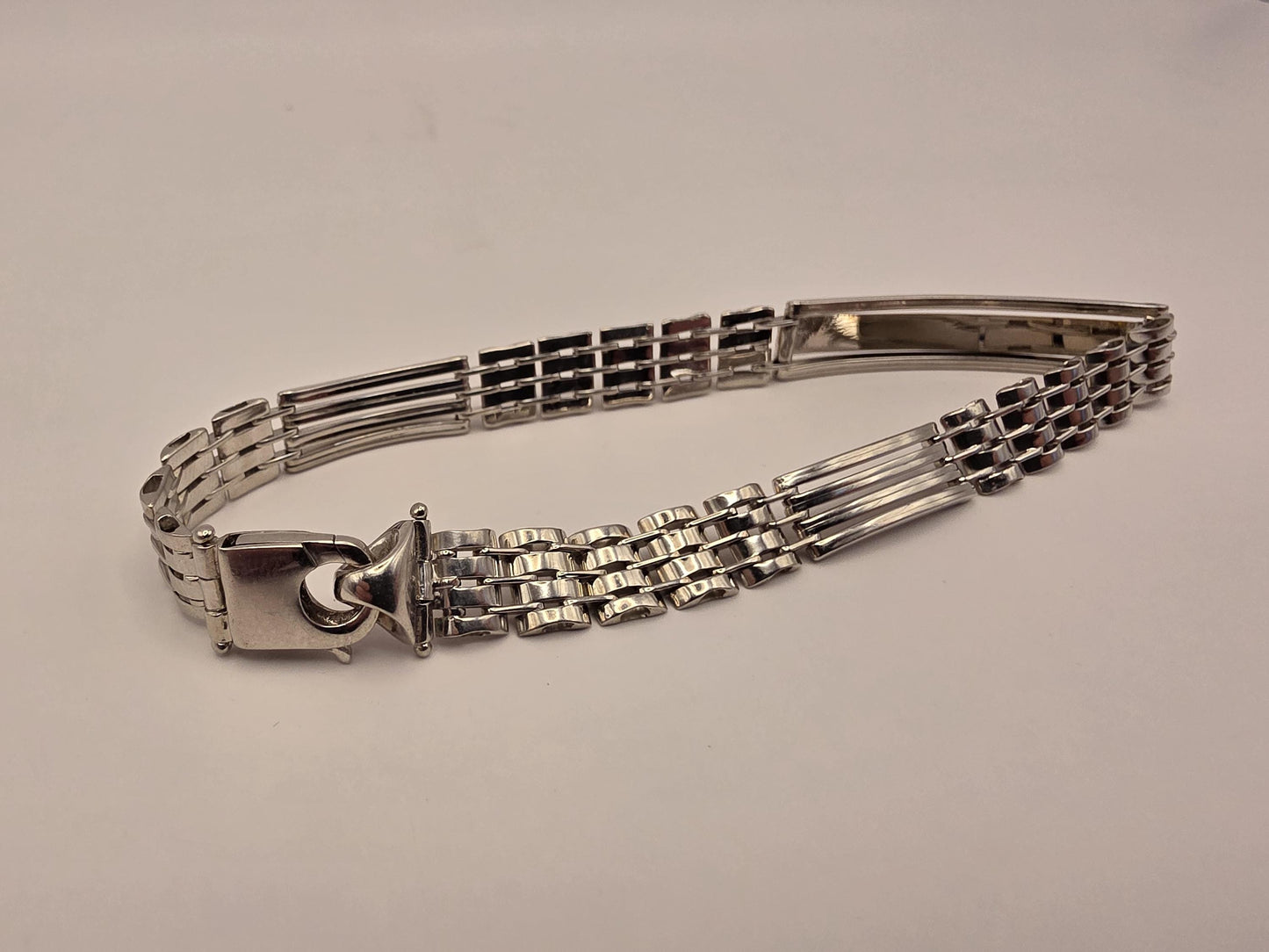 Sterling Silver Watch Link ID Bracelet, Mens Link Bracelet, 925 Silver, 8.5 in 8mm, Polished ID Bar, Unisex Mens Jewelry, Gift Idea