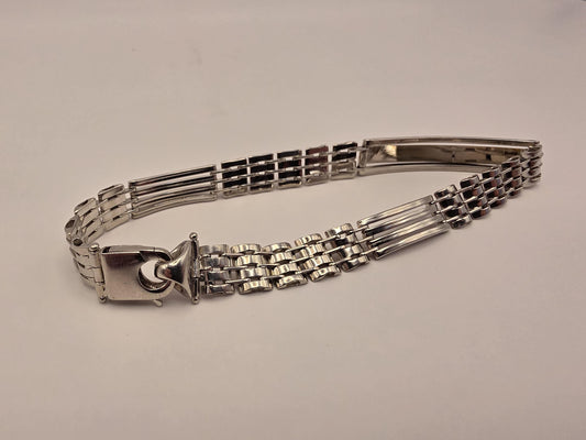 Sterling Silver Watch Link ID Bracelet, Mens Link Bracelet, 925 Silver, 8.5 in 8mm, Polished ID Bar, Unisex Mens Jewelry, Gift Idea