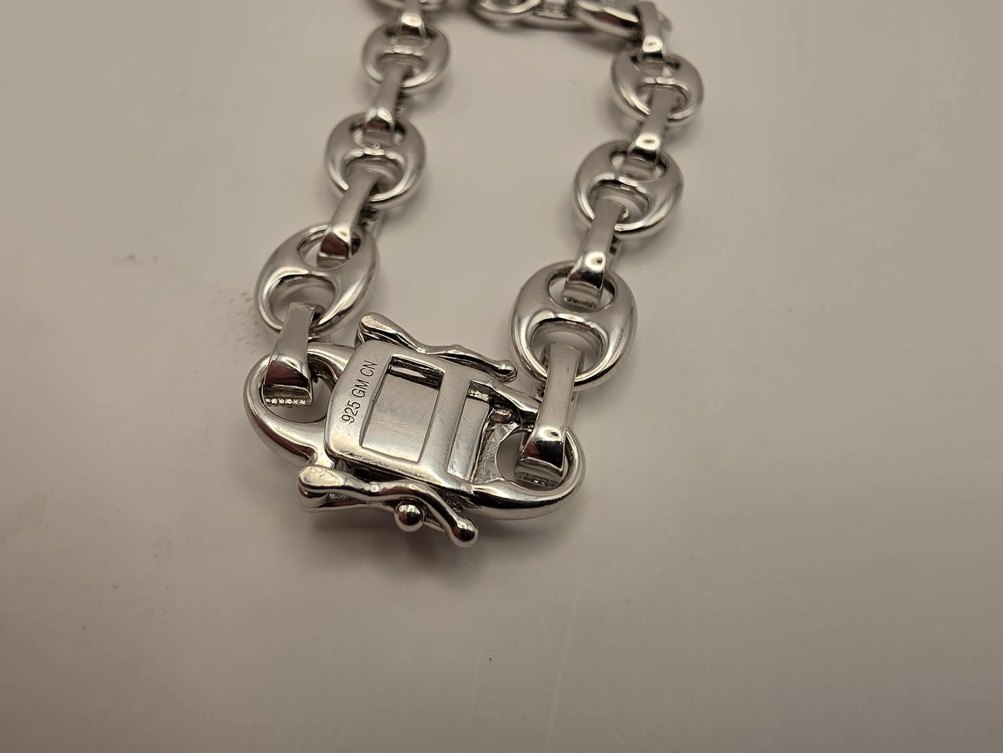 Sterling Silver CZ Mariner Link Bracelet, Pave Anchor Link, 925 Silver, 7 in 8mm, Iced Out Bracelet, Unisex Bling Bracelet, Gift Idea