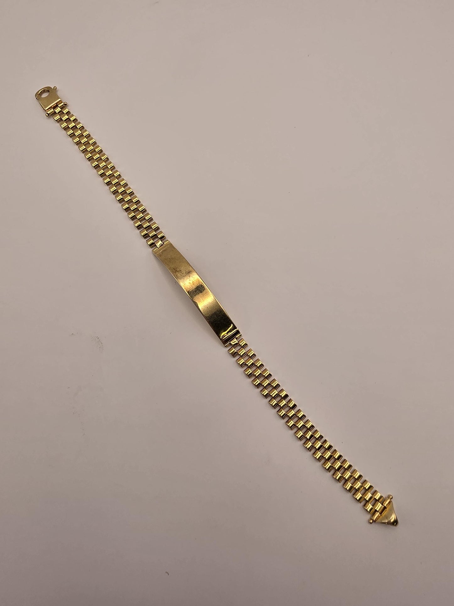 18K Gold Plated Watch Link ID Bracelet, Mens Bracelet, Sterling Silver, 8.5 in 8mm, Polished ID Bar, Unisex Gold Bracelet, Gift for Him