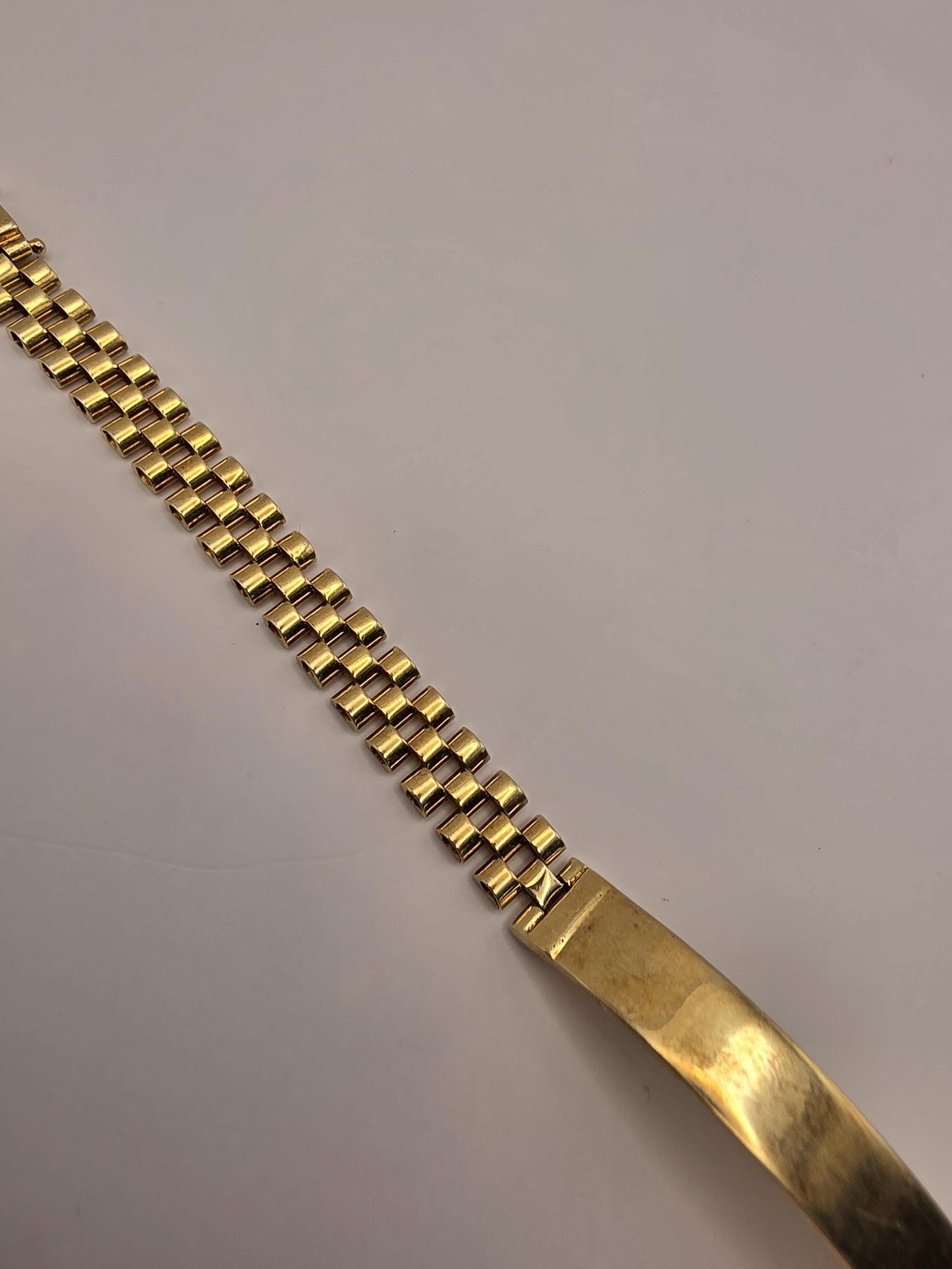18K Gold Plated Watch Link ID Bracelet, Mens Bracelet, Sterling Silver, 8.5 in 8mm, Polished ID Bar, Unisex Gold Bracelet, Gift for Him