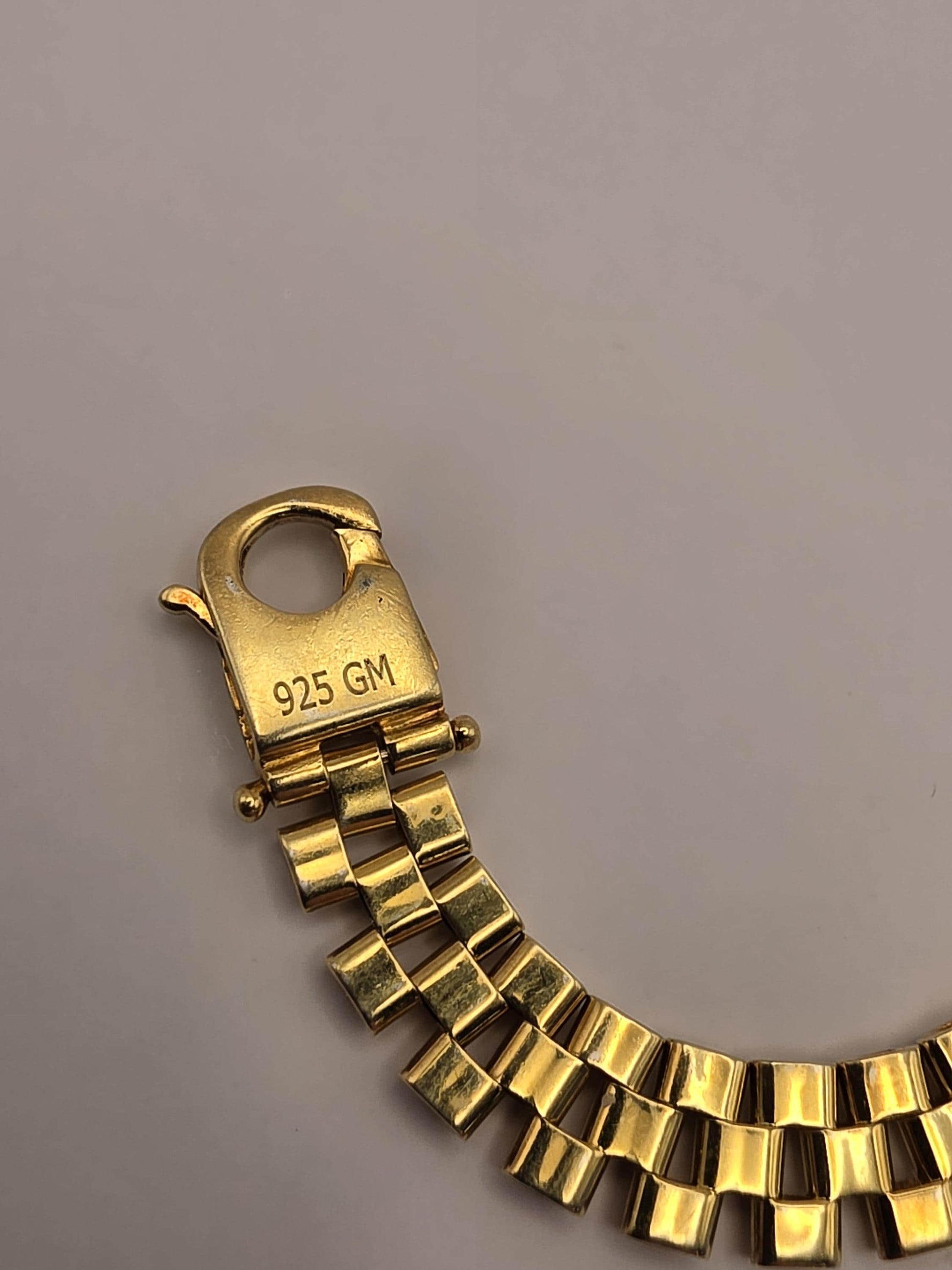18K Gold Plated Watch Link ID Bracelet, Mens Bracelet, Sterling Silver, 8.5 in 8mm, Polished ID Bar, Unisex Gold Bracelet, Gift for Him