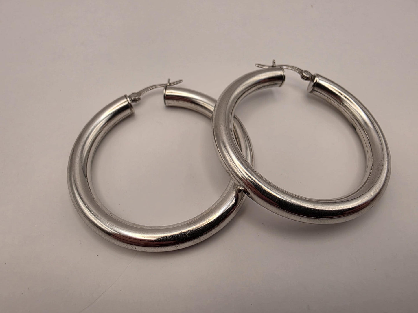 Sterling Silver Chunky Tube Hoop Earrings, 925 Silver, 1.5 Inch Hoops, Thick Round Hoops, Lightweight Statement Earrings, Gift for Her