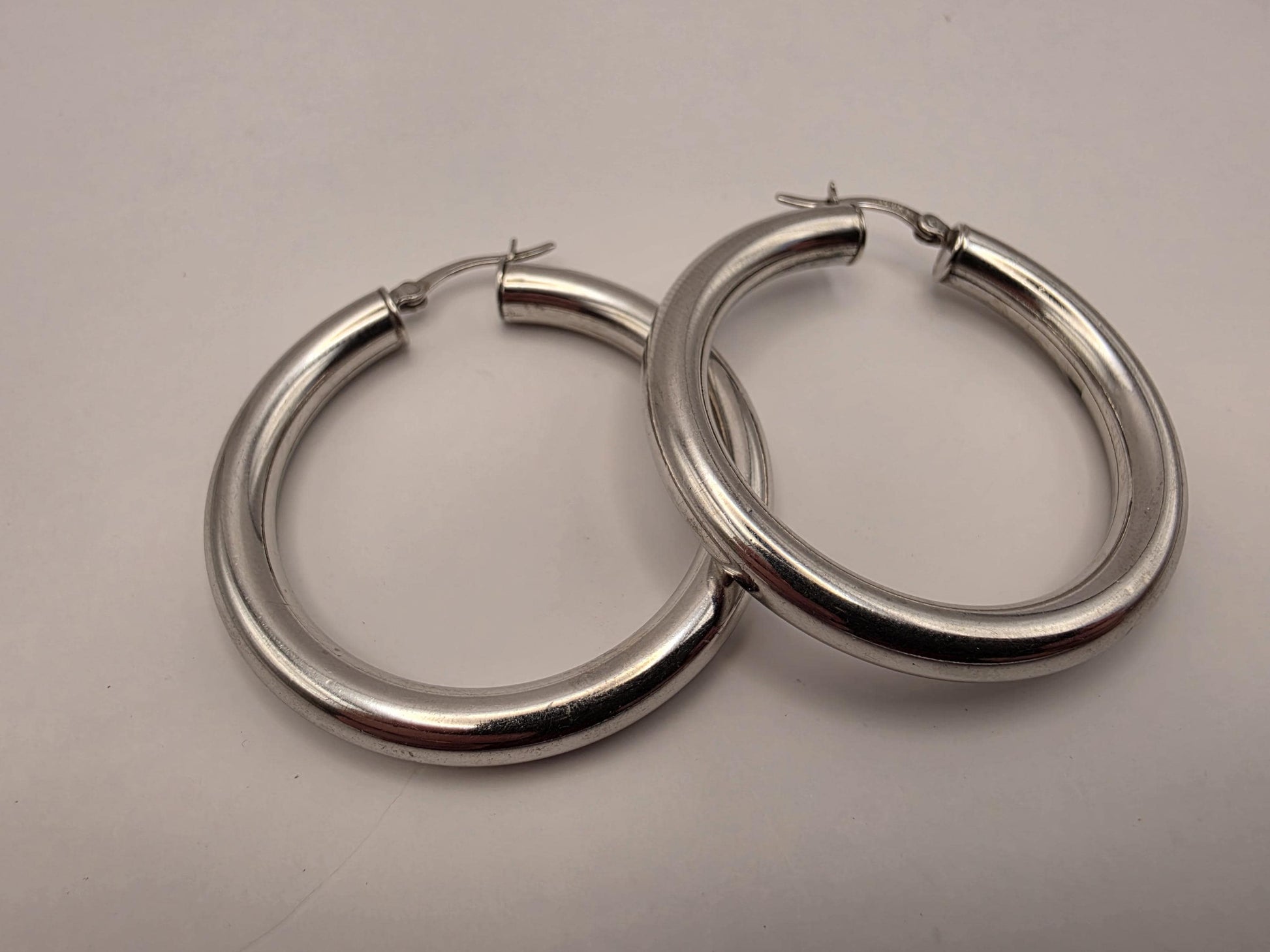Sterling Silver Chunky Tube Hoop Earrings, 925 Silver, 1.5 Inch Hoops, Thick Round Hoops, Lightweight Statement Earrings, Gift for Her