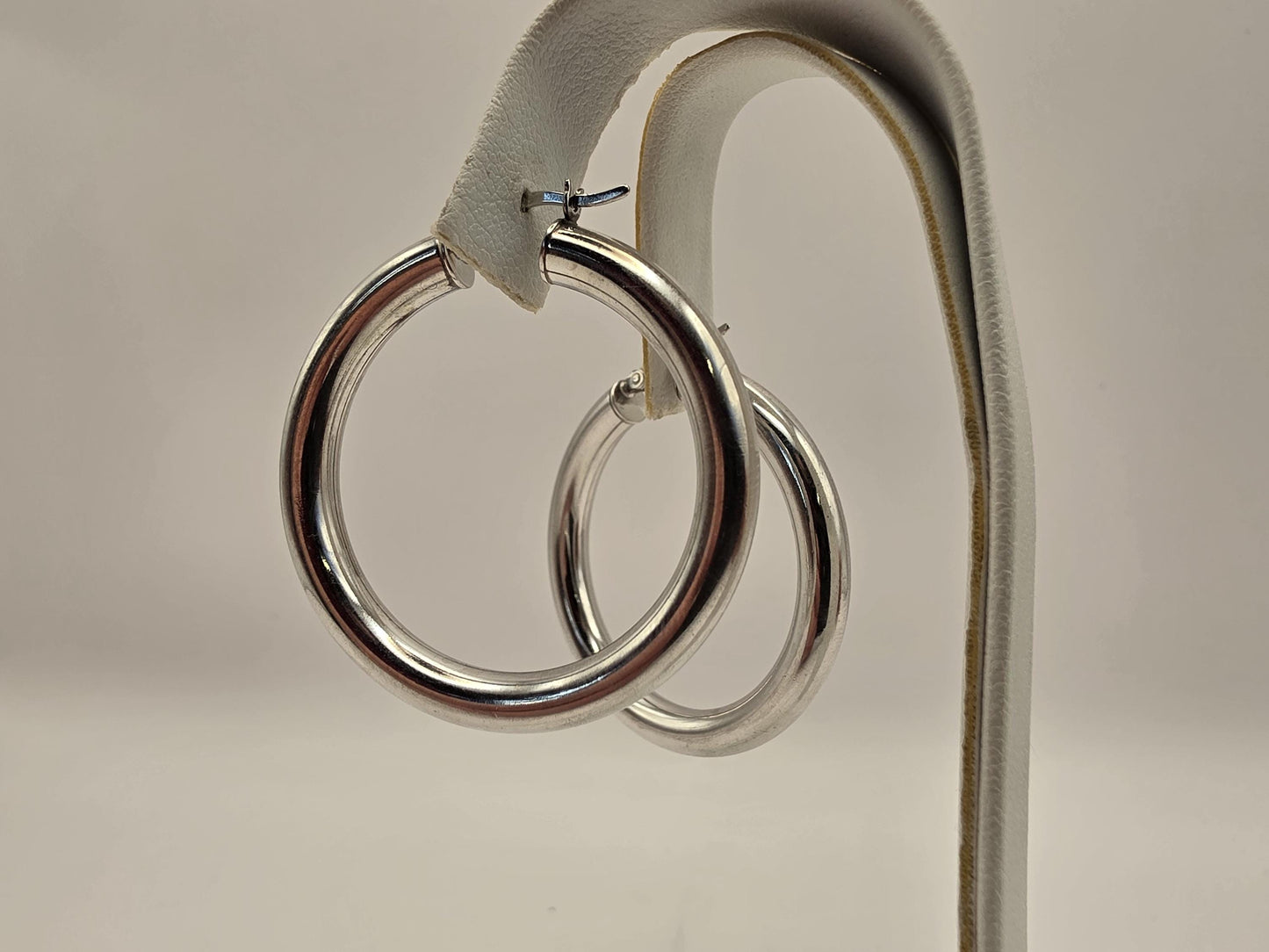 Sterling Silver Chunky Tube Hoop Earrings, 925 Silver, 1.5 Inch Hoops, Thick Round Hoops, Lightweight Statement Earrings, Gift for Her