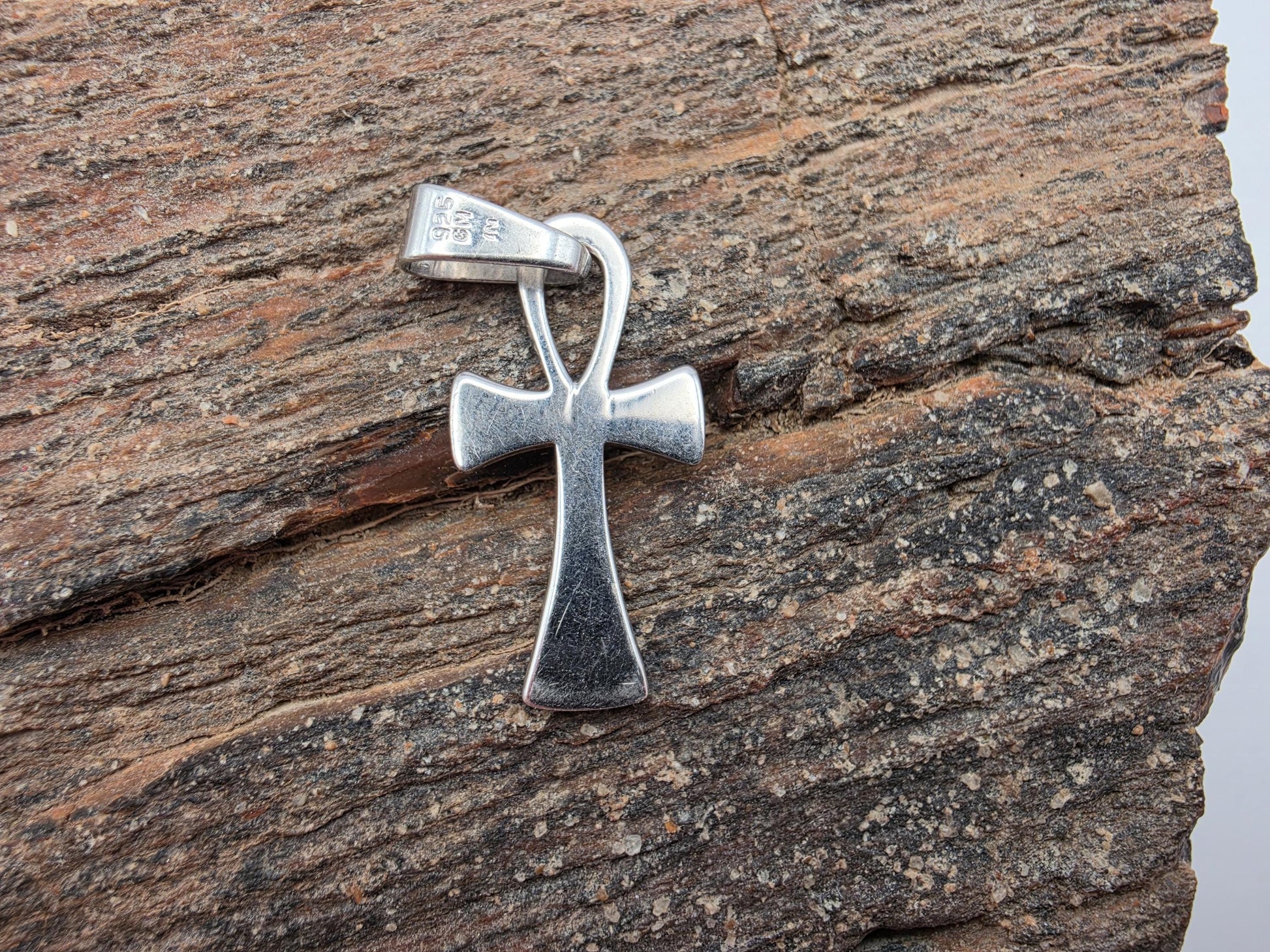 Sterling Silver Ankh Pendant, Egyptian Cross, 925 Silver, 1 in, Ankh Cross Charm, Ancient Egypt Symbol of Life, Unisex Gift