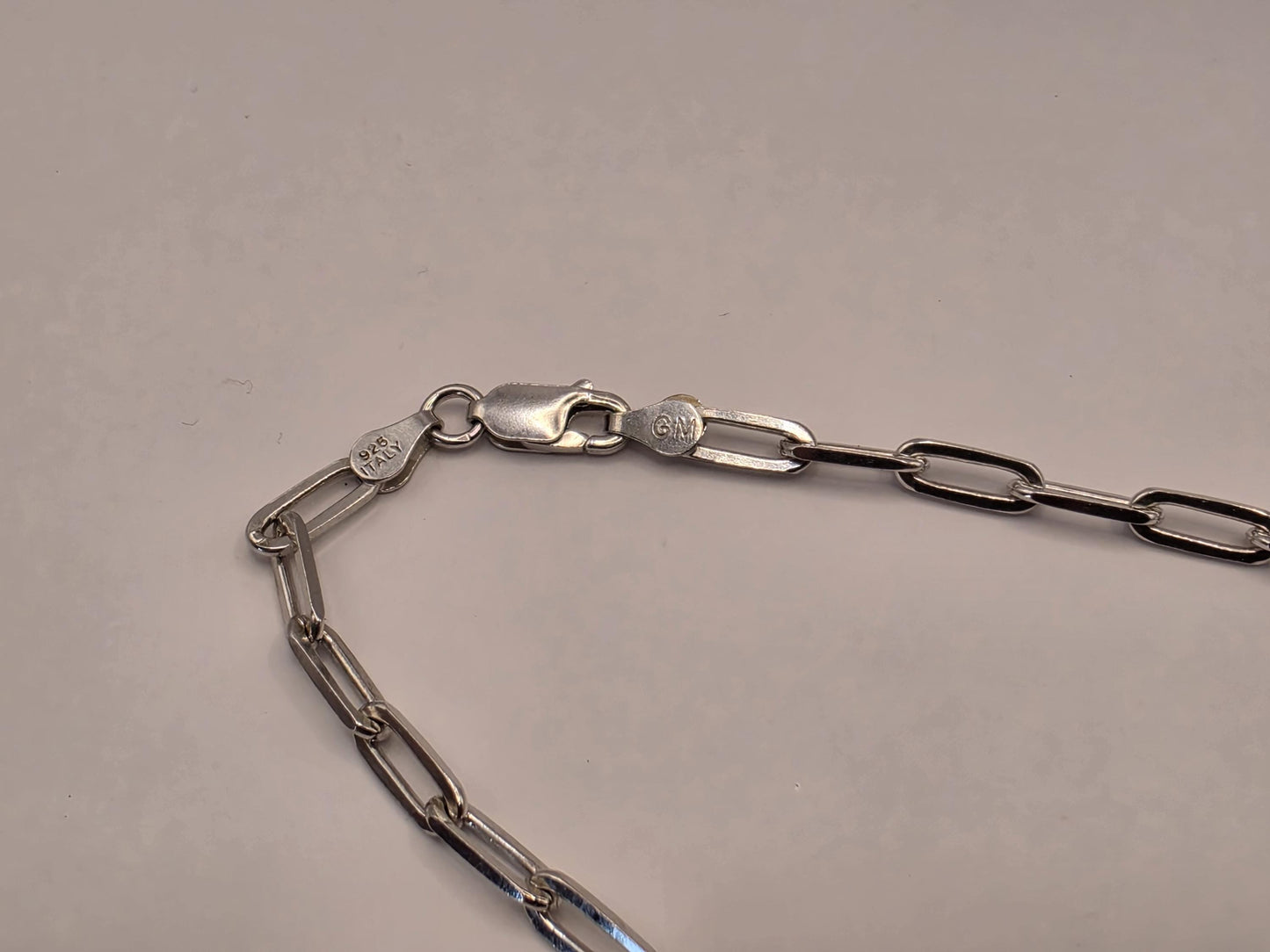 Sterling Silver Paperclip Chain Necklace | 925 Silver | 20 Inch | 3.84mm | Elongated Link Layering Chain | Mens Womens Unisex