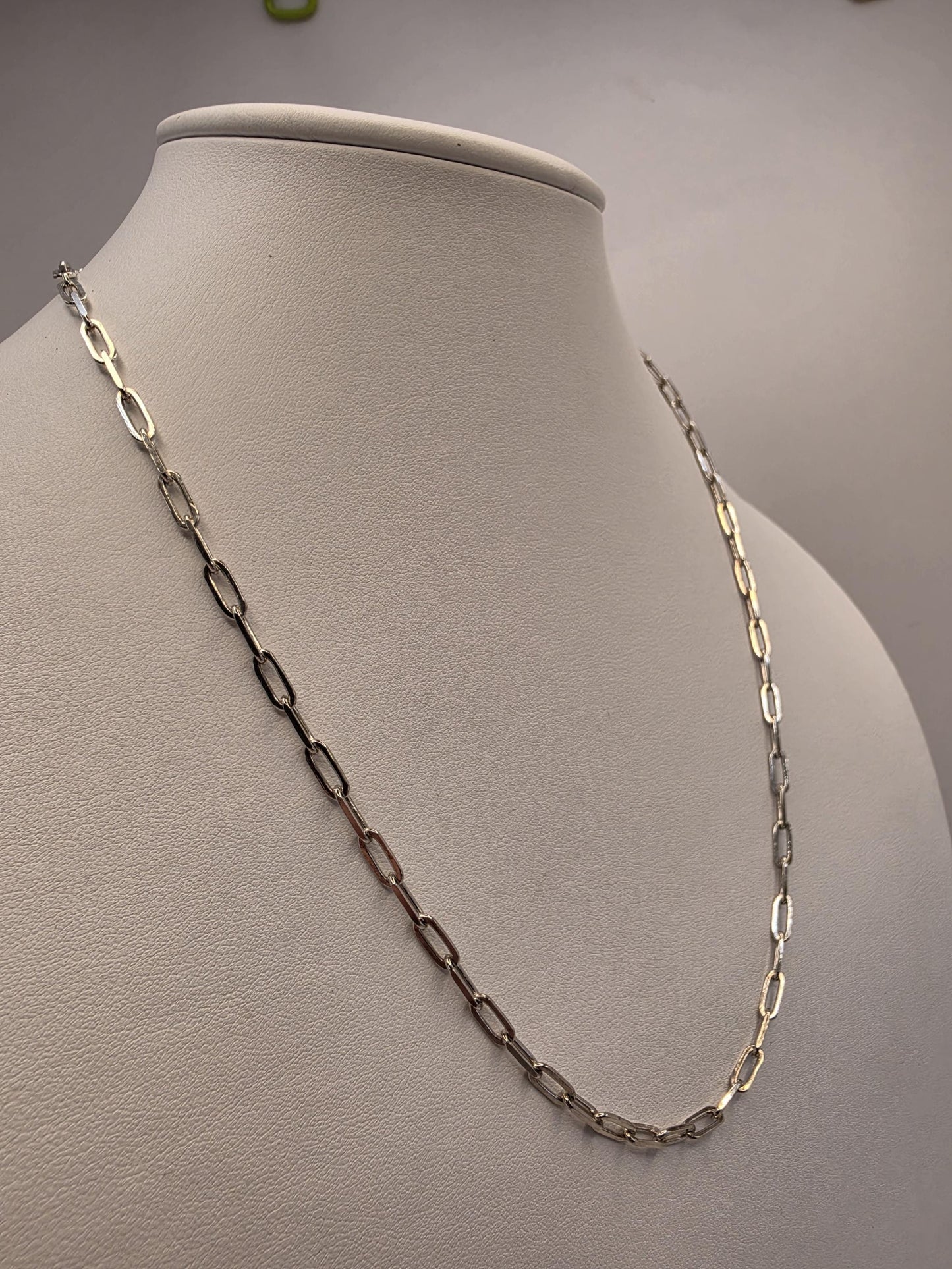 Sterling Silver Paperclip Chain Necklace | 925 Silver | 20 Inch | 3.46mm | Elongated Link Layering Chain | Unisex