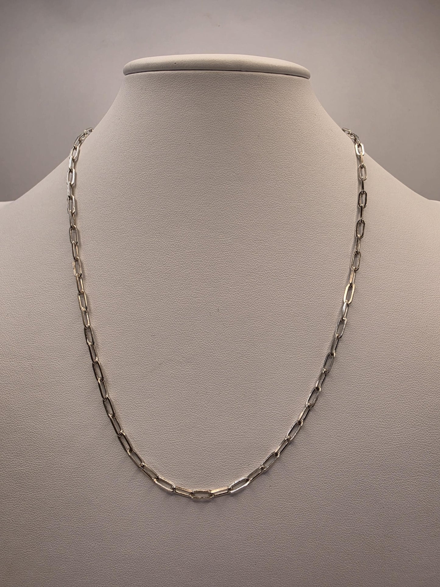 Sterling Silver Paperclip Chain Necklace | 925 Silver | 20 Inch | 3.46mm | Elongated Link Layering Chain | Unisex