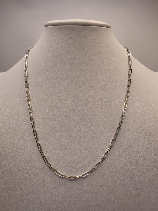 Sterling Silver Paperclip Chain Necklace | 925 Silver | 20 Inch | 3.46mm | Elongated Link Layering Chain | Unisex